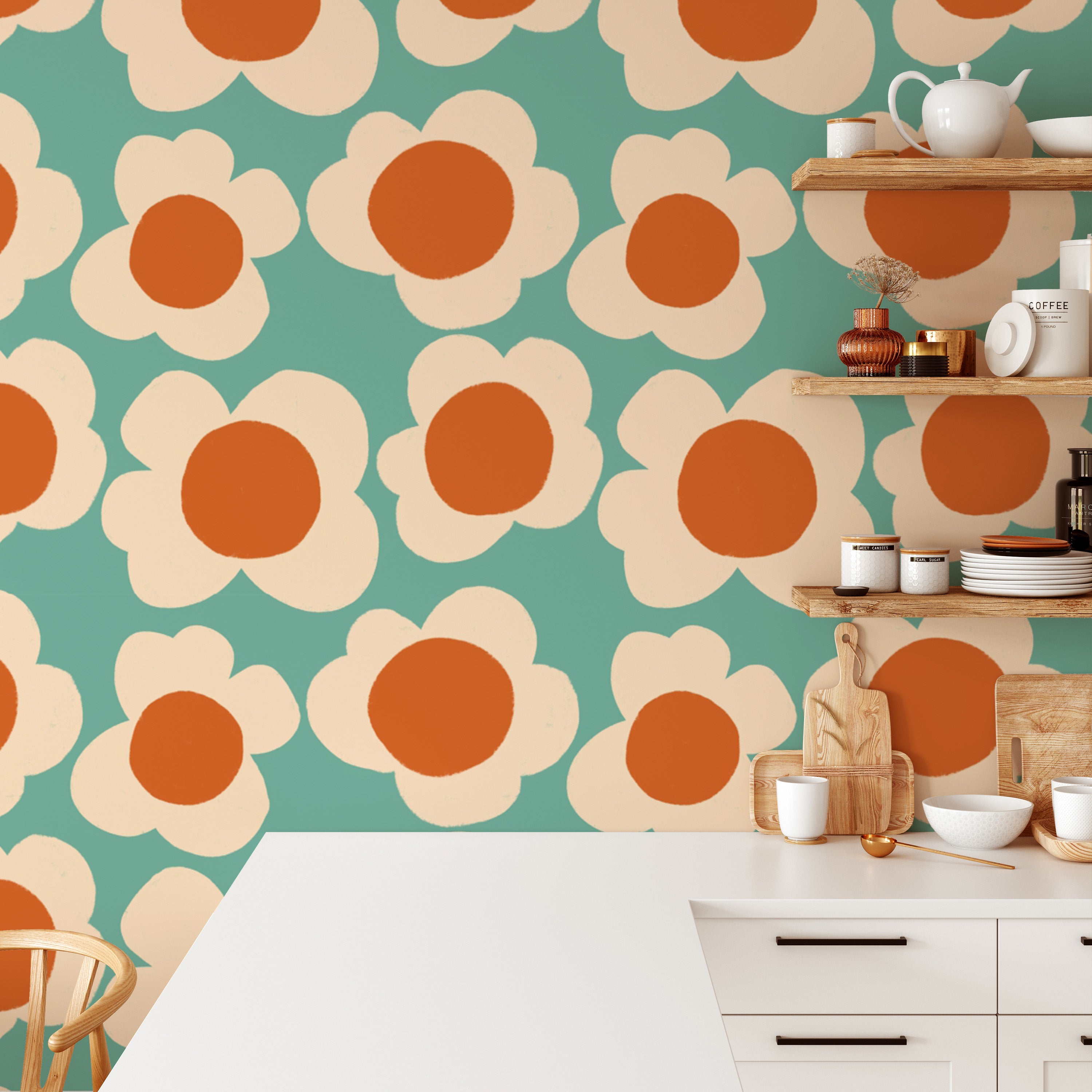 Retro floral wallpaper for bold interiors
