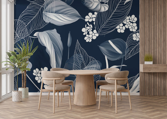 Dark blue Anthurium leaves wallpaper
