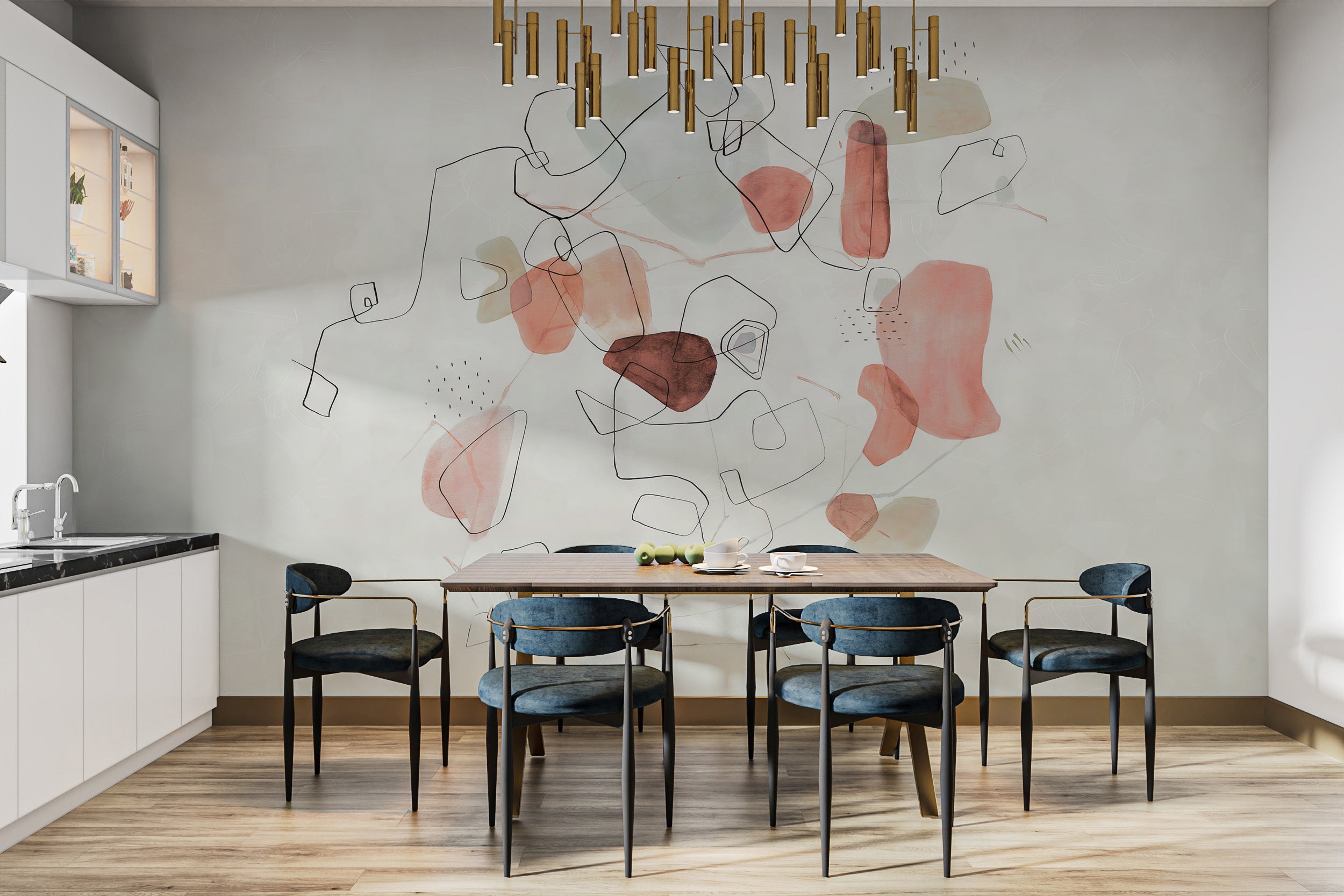 Ethereal watercolor mural for contemporary spaces