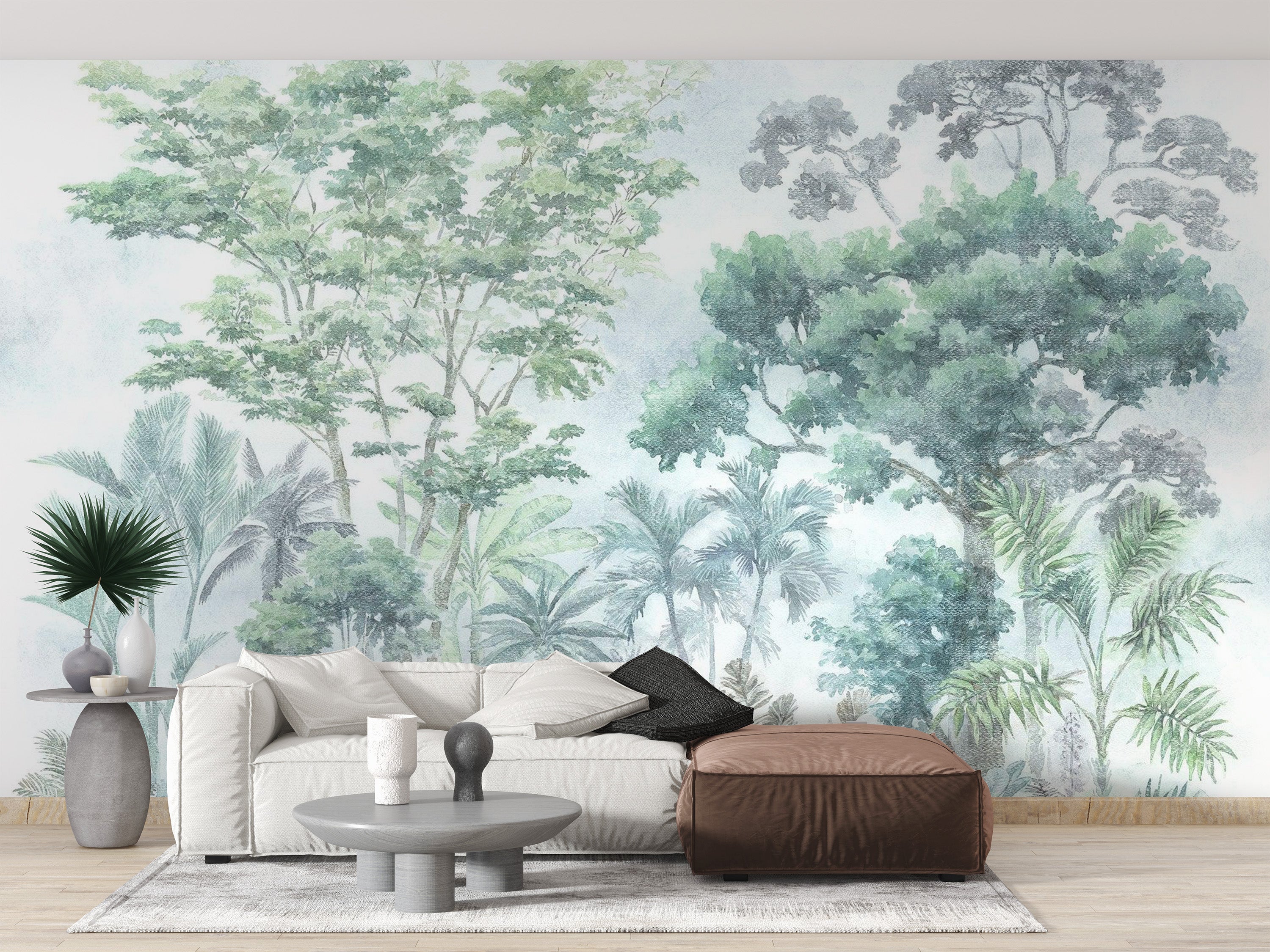 Watercolour Tropical Jungle Wallpaper for decor
