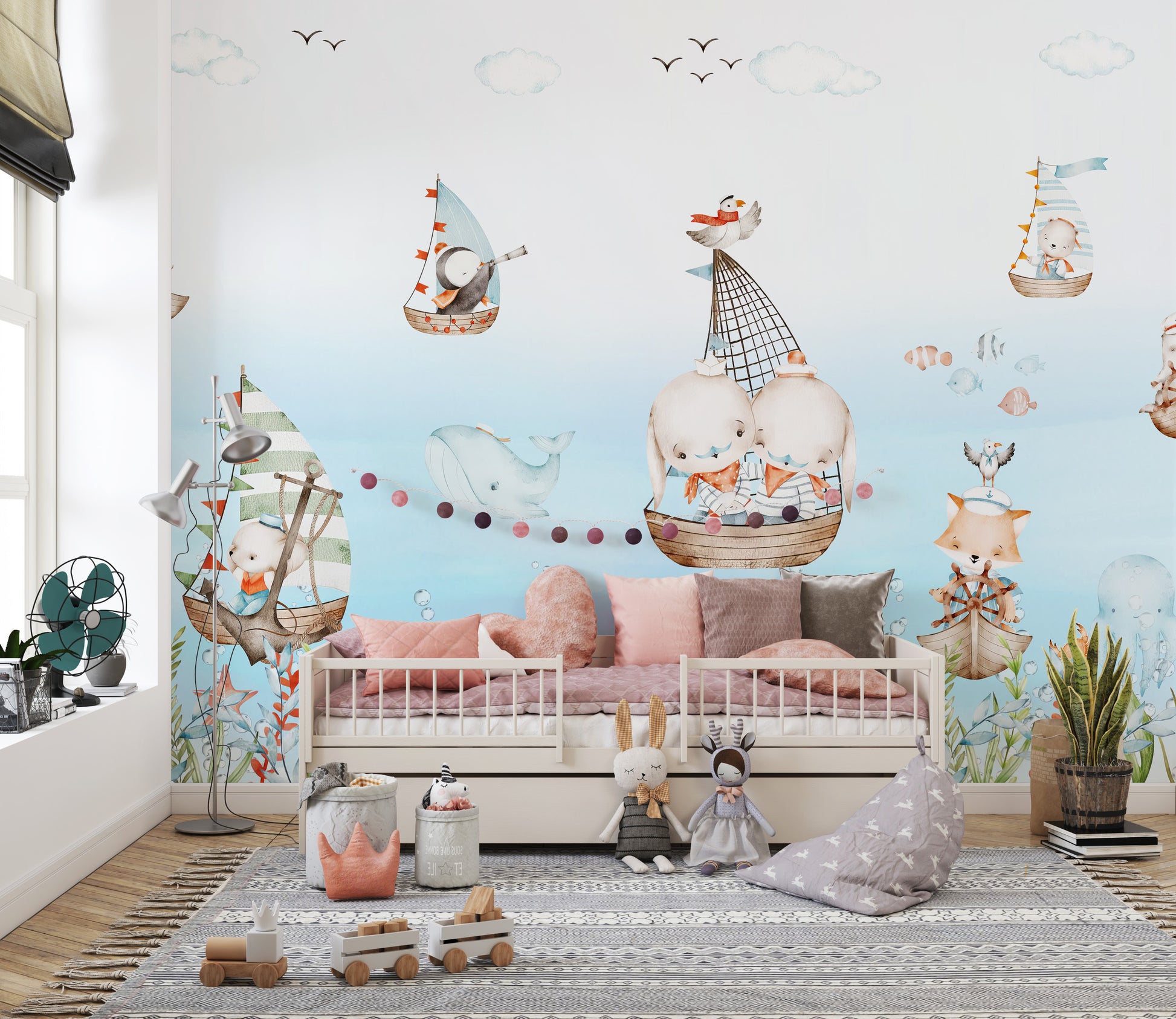 Nautical Nursery Voyage Mural for creative spaces