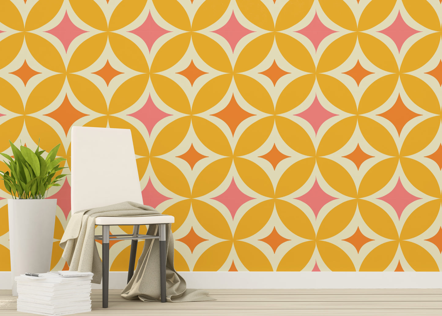 Portuguese Yellow Tiles Azulejos Design Wallpaper for walls