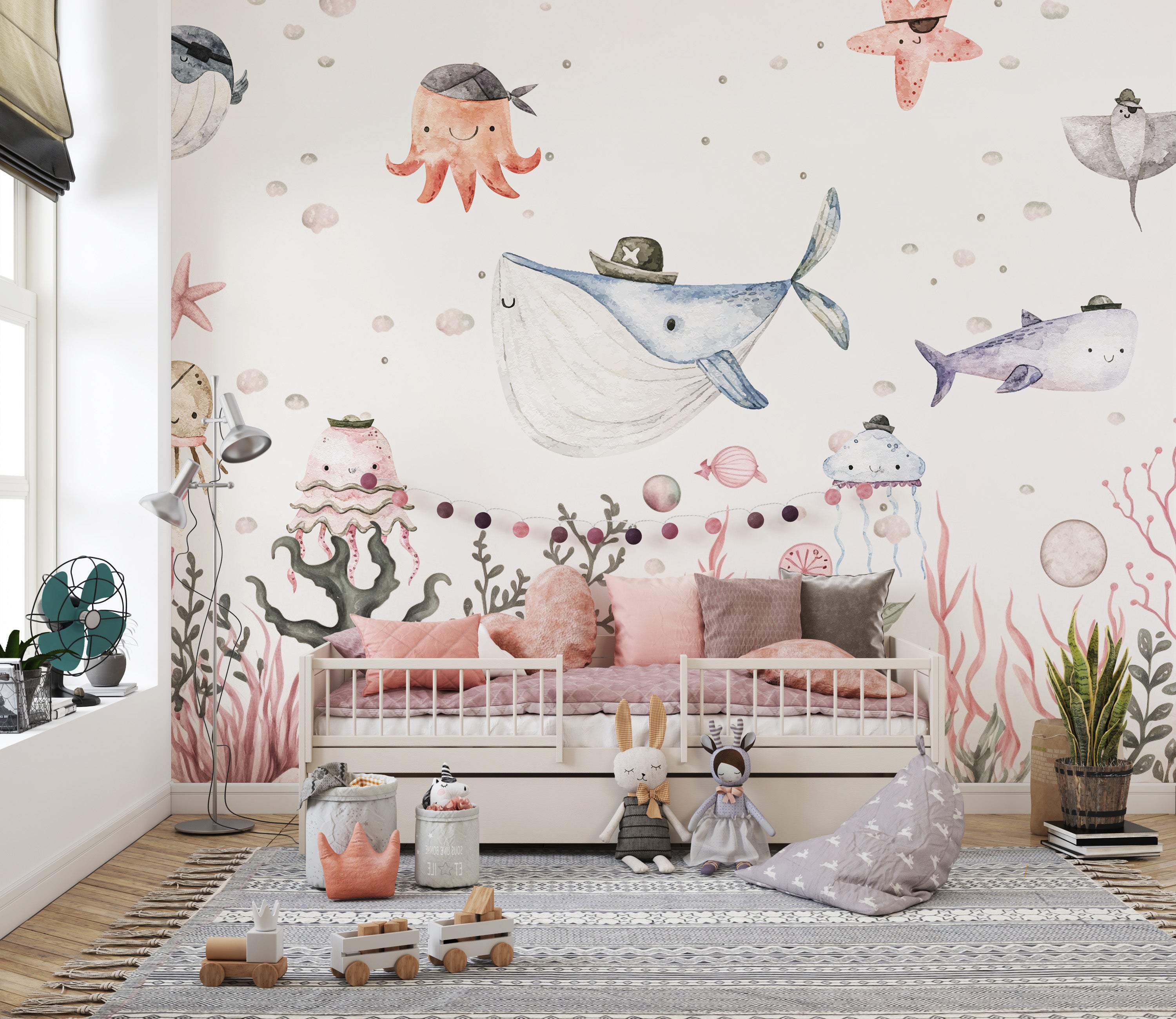 Maritime mischief mural for a whimsical ocean vibe