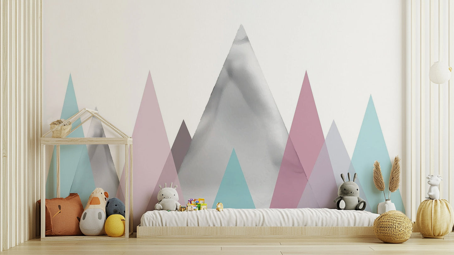 Kids Room Pastel Mountain Wallpaper Design
