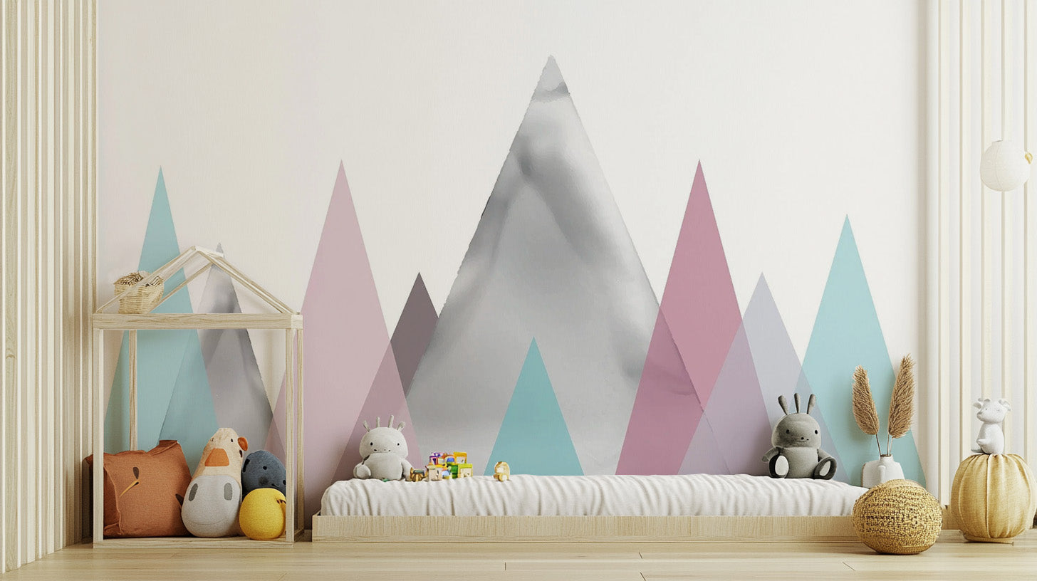 Kids Room Pastel Mountain Wallpaper Design
