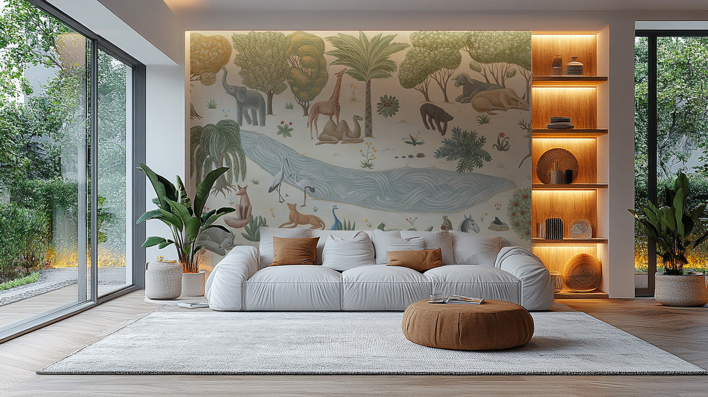 Elegant safari whispers mural design for walls