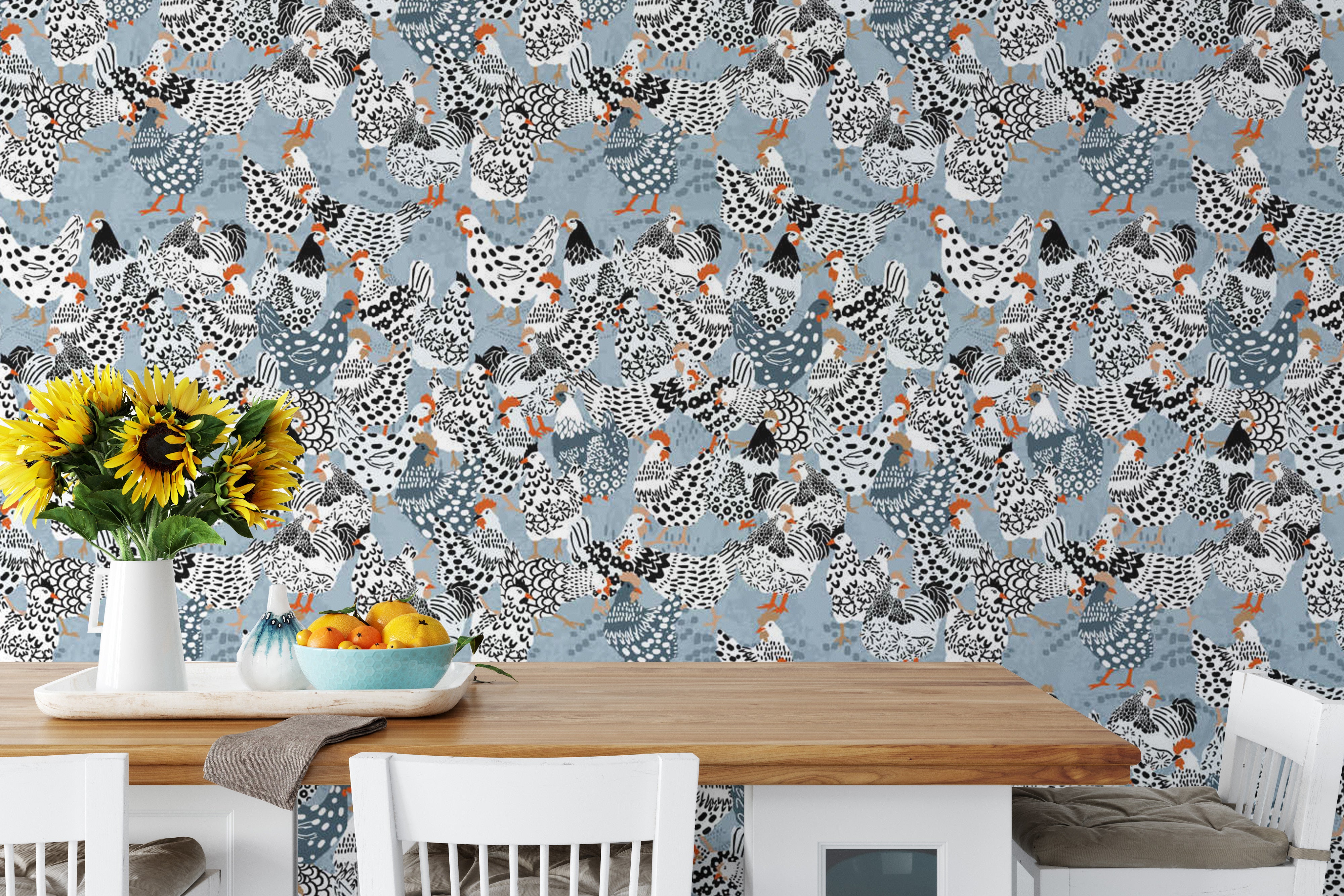 Sophisticated chicken wallpaper for kitchens decor