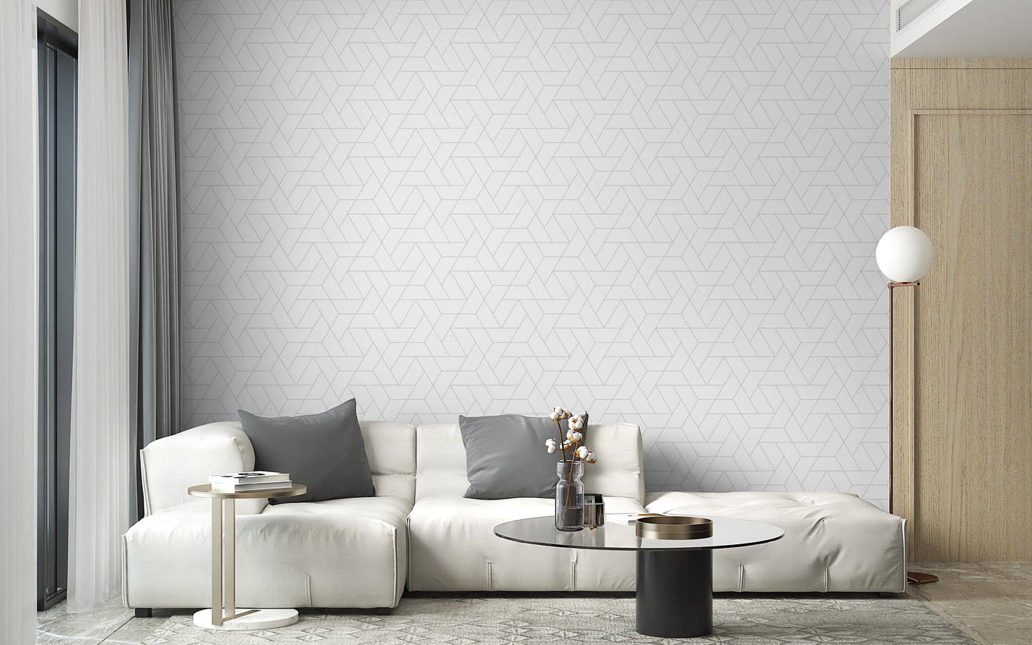 Subtle white geometric wallpaper for elegance