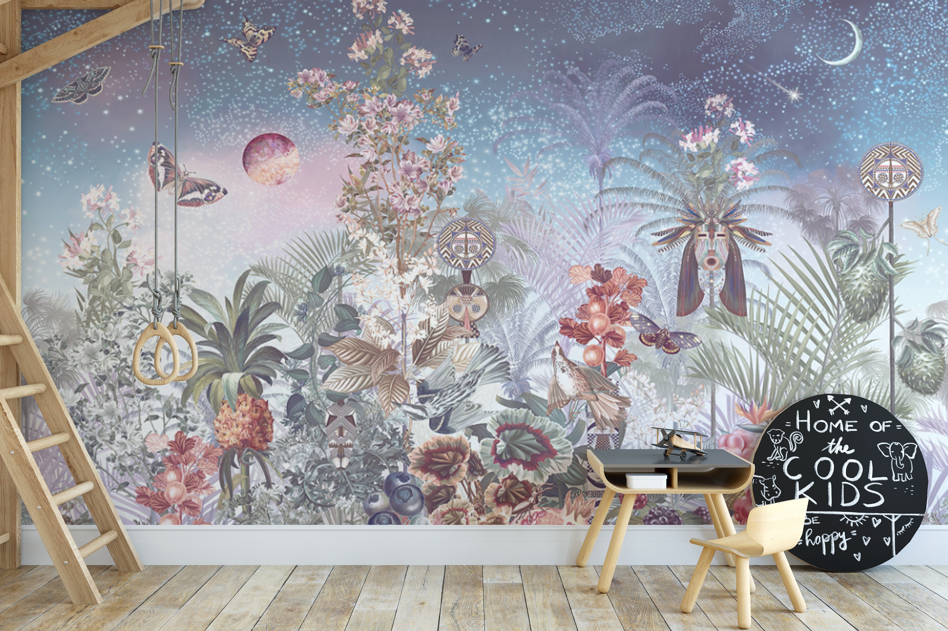 Mystic Garden Lunar Solar Flower Tapestry Mural - Giffywalls