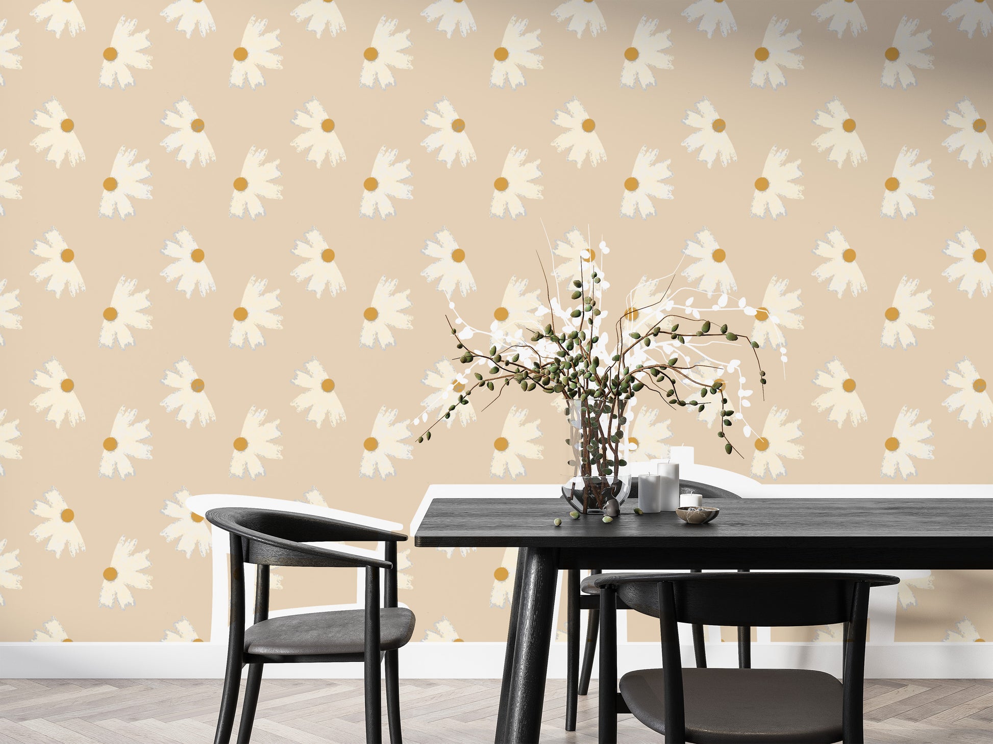 Bright Marigold Pearl Flower Wallpaper mural
