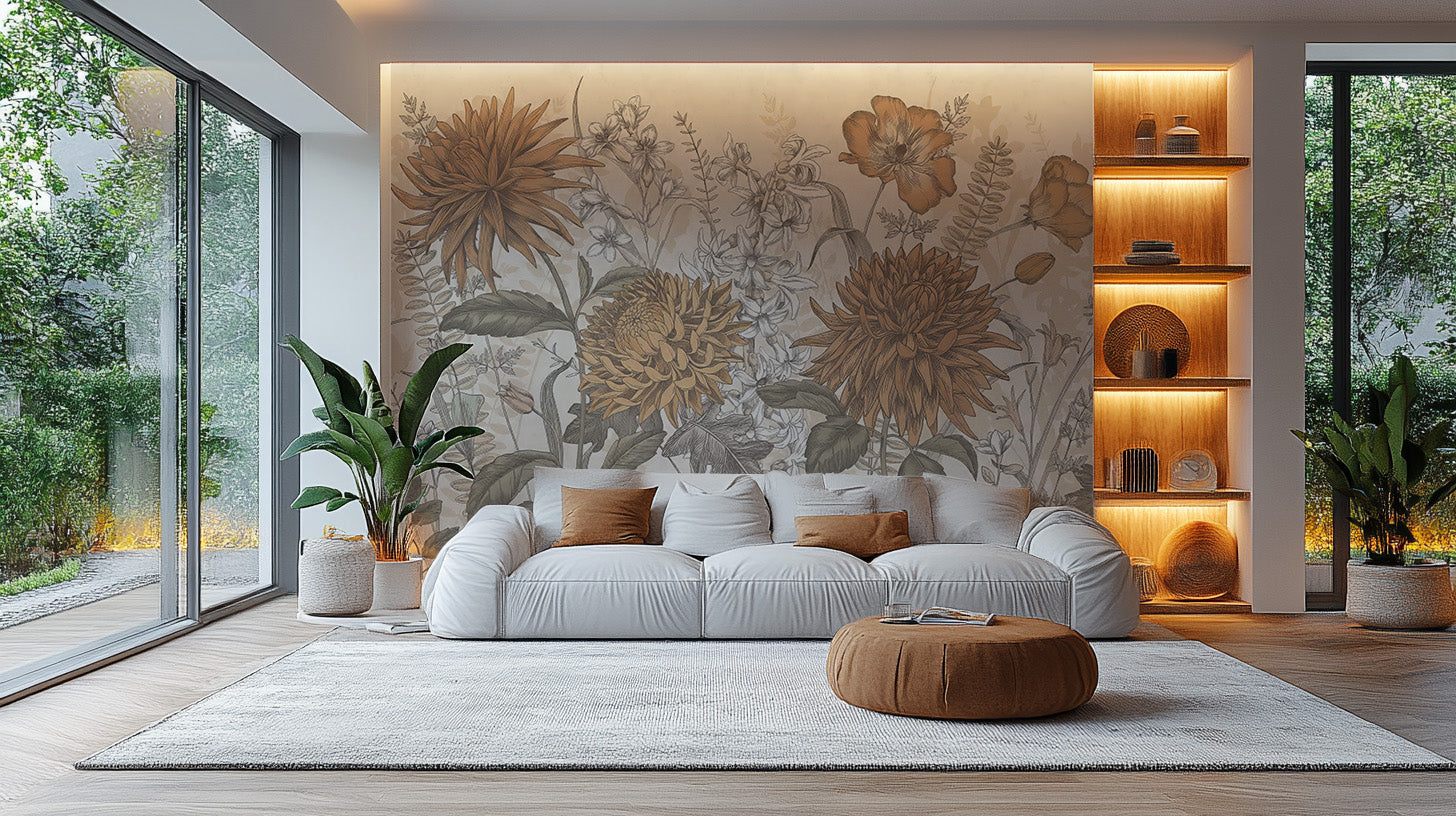 Nature-inspired rustic wallpaper design