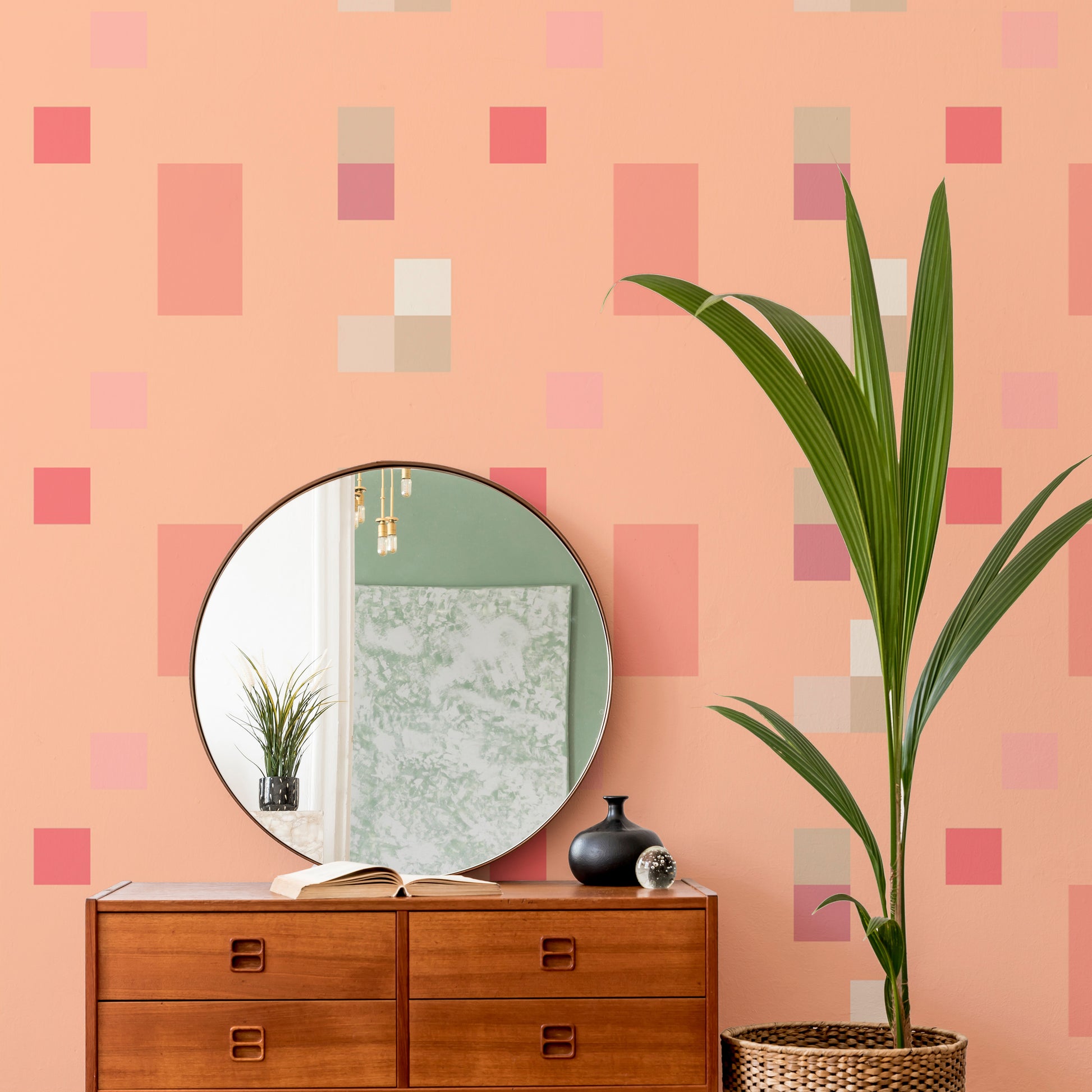 Unique Peach Fuzz Tile Pattern Wallpaper for decor