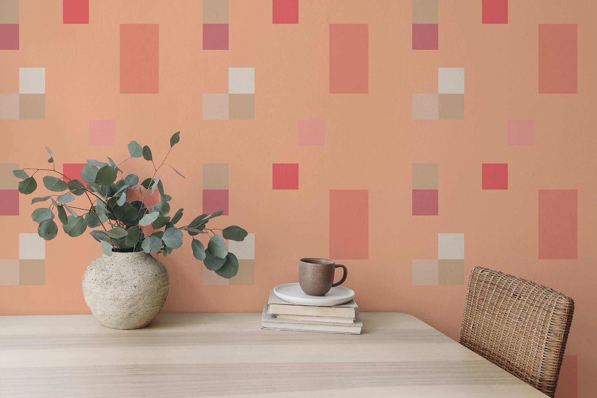 Modern Peach Fuzz Tile Pattern Wallpaper for interiors