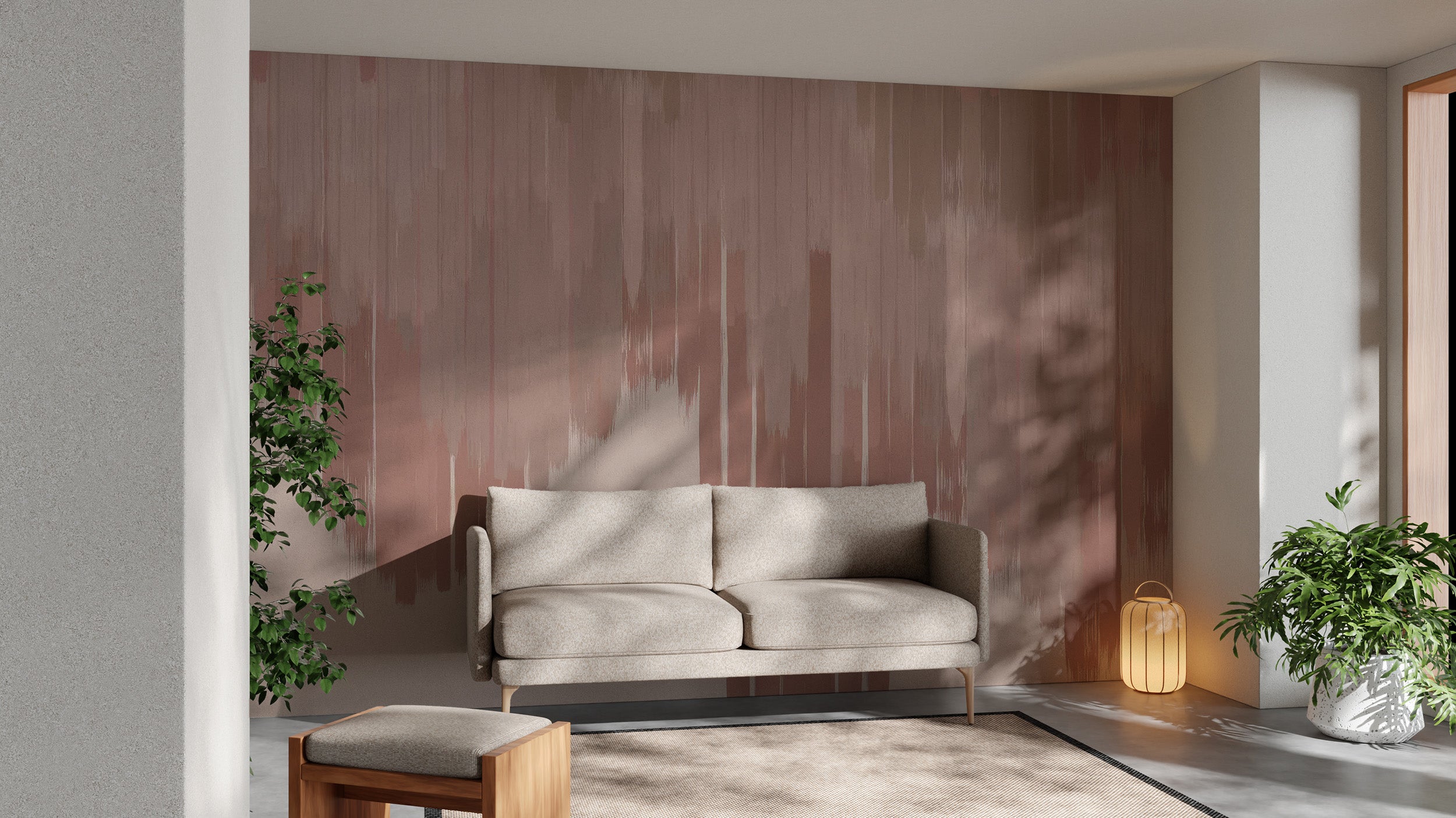 Bring nature-inspired beauty to living rooms with copper pink foliage.