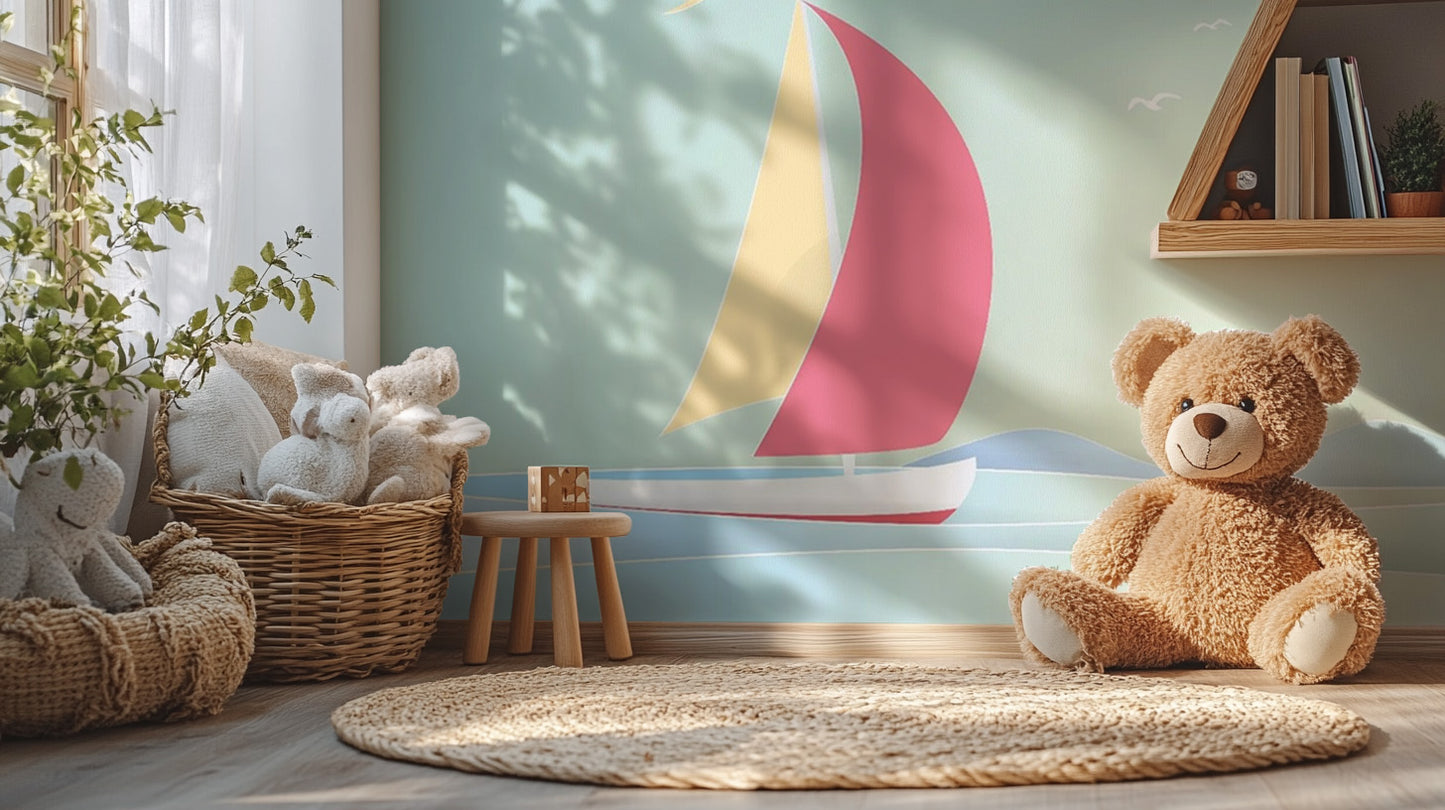 Summer Boat Sailing Wallpaper Mural