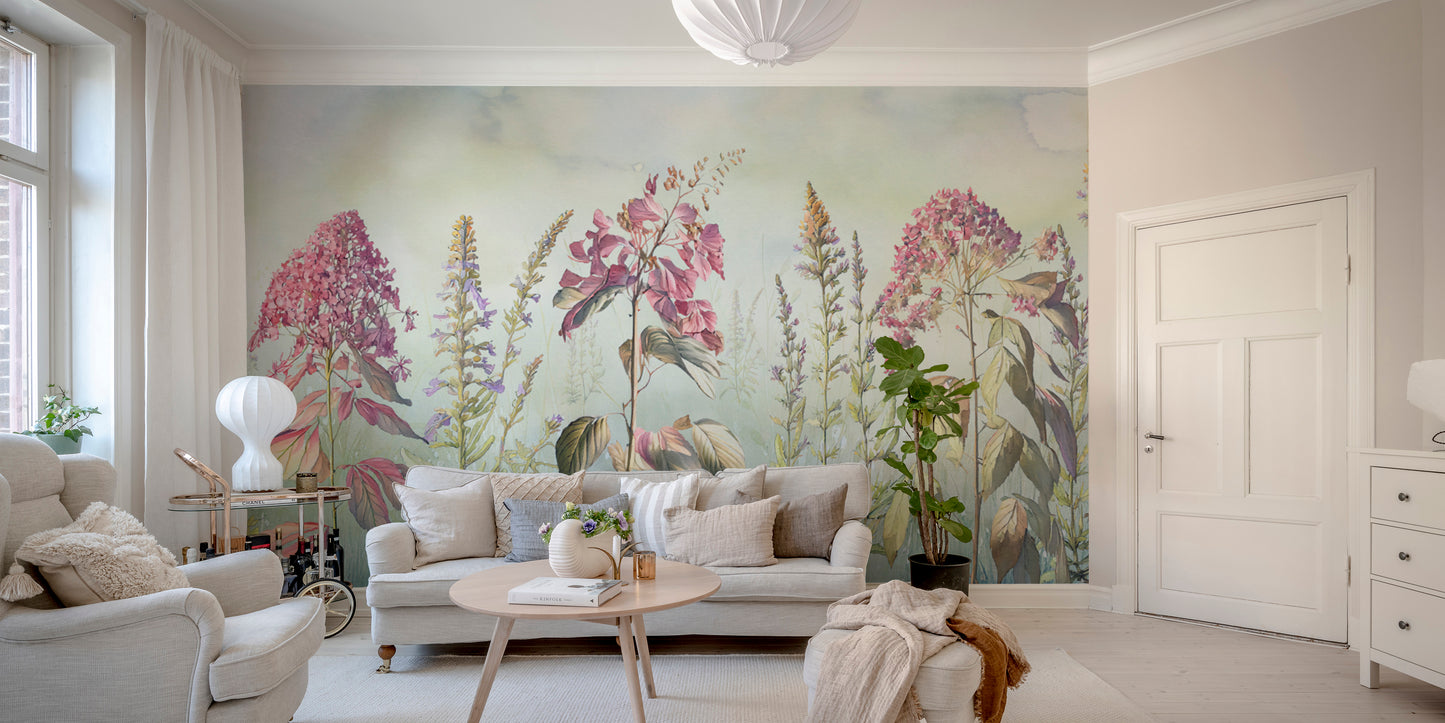 Wild Flowers Meadows Blue Wallpaper Murals