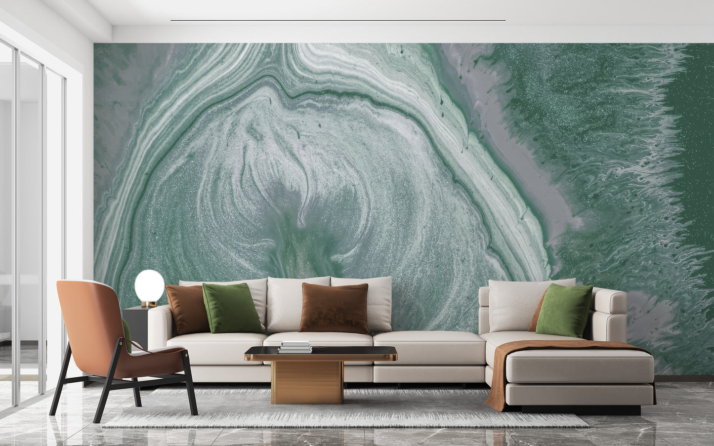 Green Marble Wallpaper Mural for sleek aesthetics