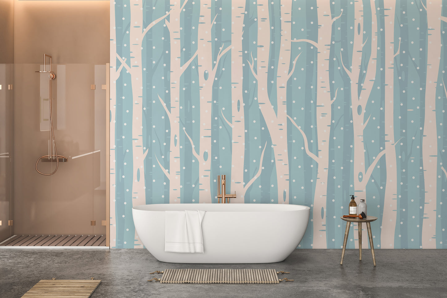 Blue Winter Forest Wallpaper Wall Mural