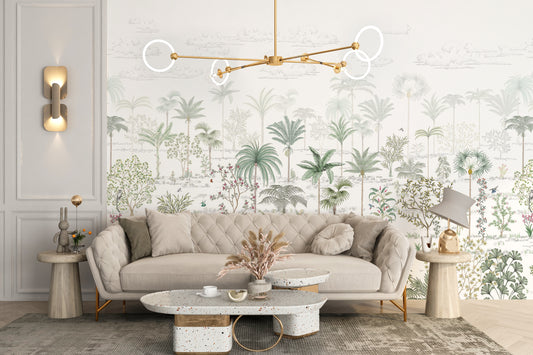 Tropical Jungle Wallpaper Mural with lush plants