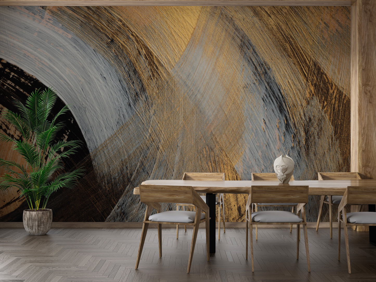 Golden Abstract Wallpaper Mural