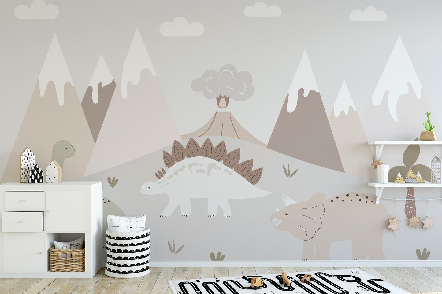 Jurassic dinosaur landscape kids’ wallpaper
