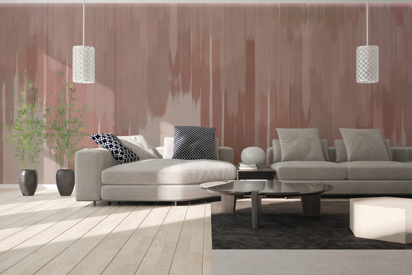 Copper Pink Foliage Wallpaper