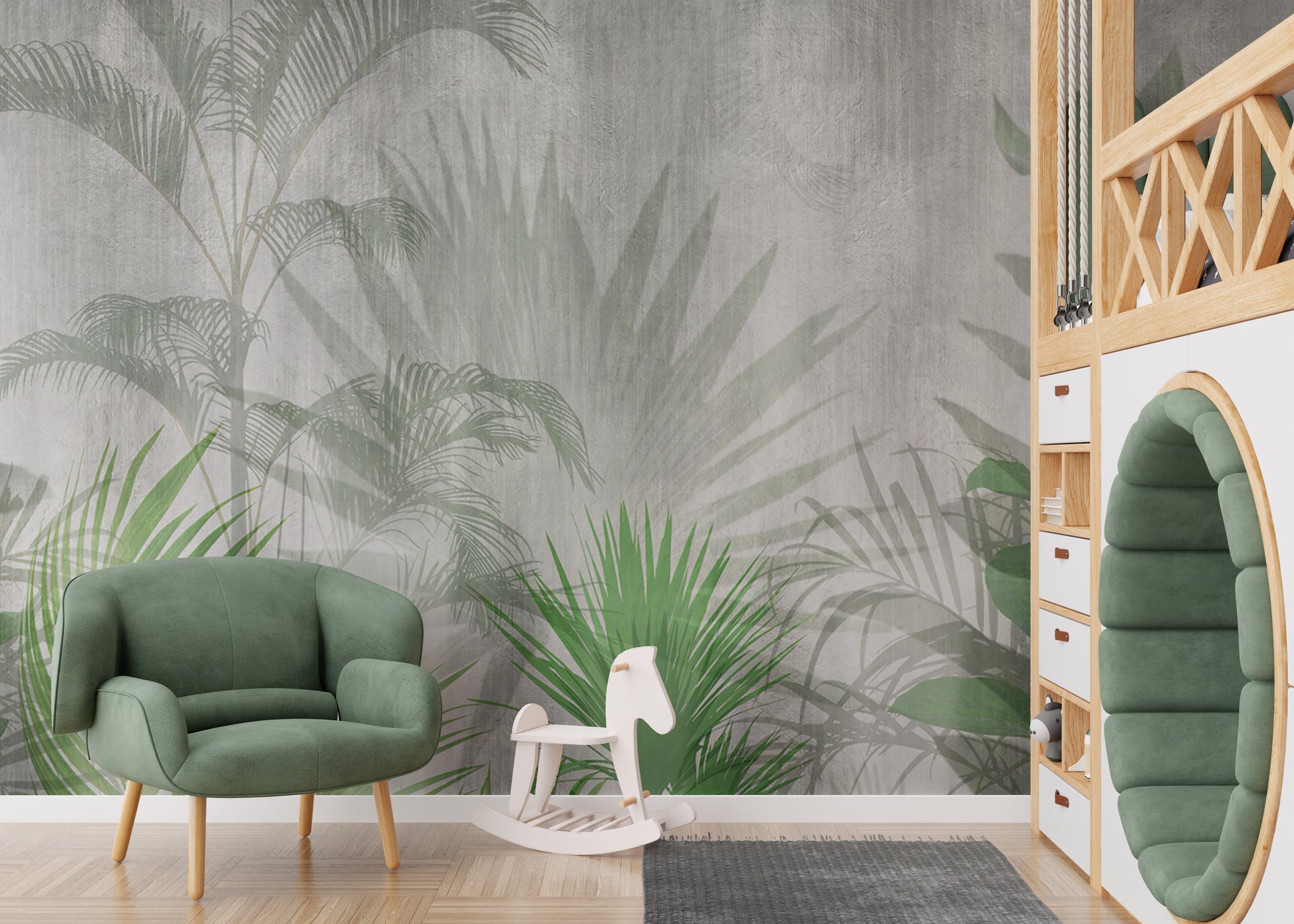 Nature-Inspired Tropical Green Leaf Wallpaper