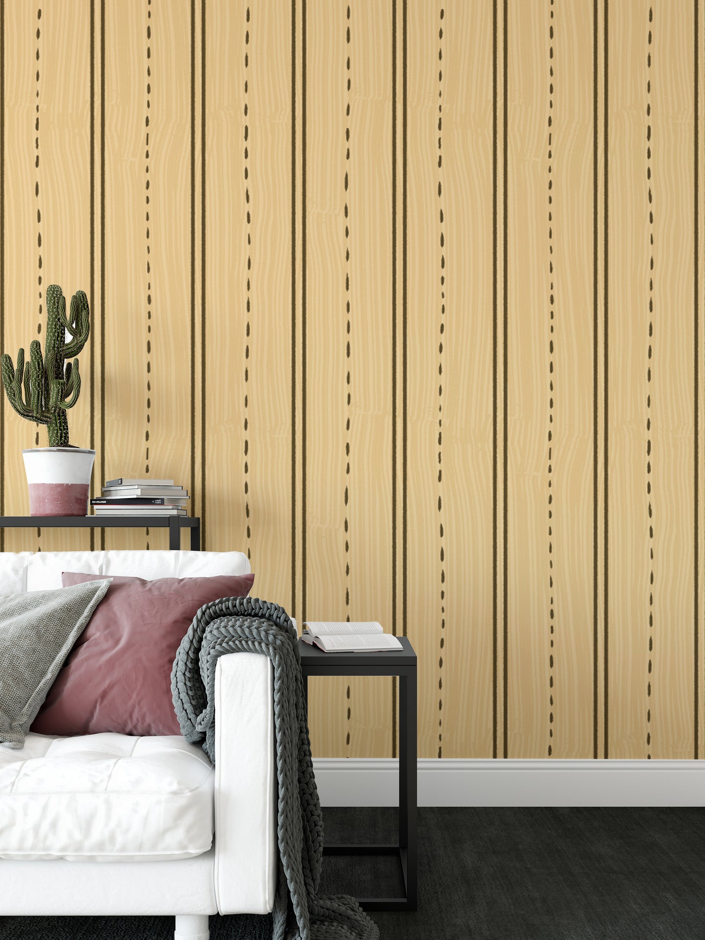 Elegant wooden striped wallpaper mural for natural aesthetics.