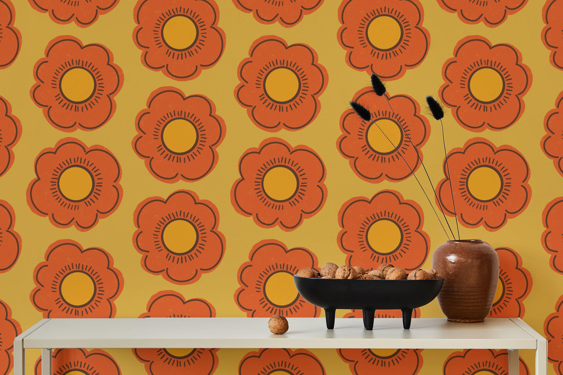 Retro Sunflower Wallpaper for a vintage feel