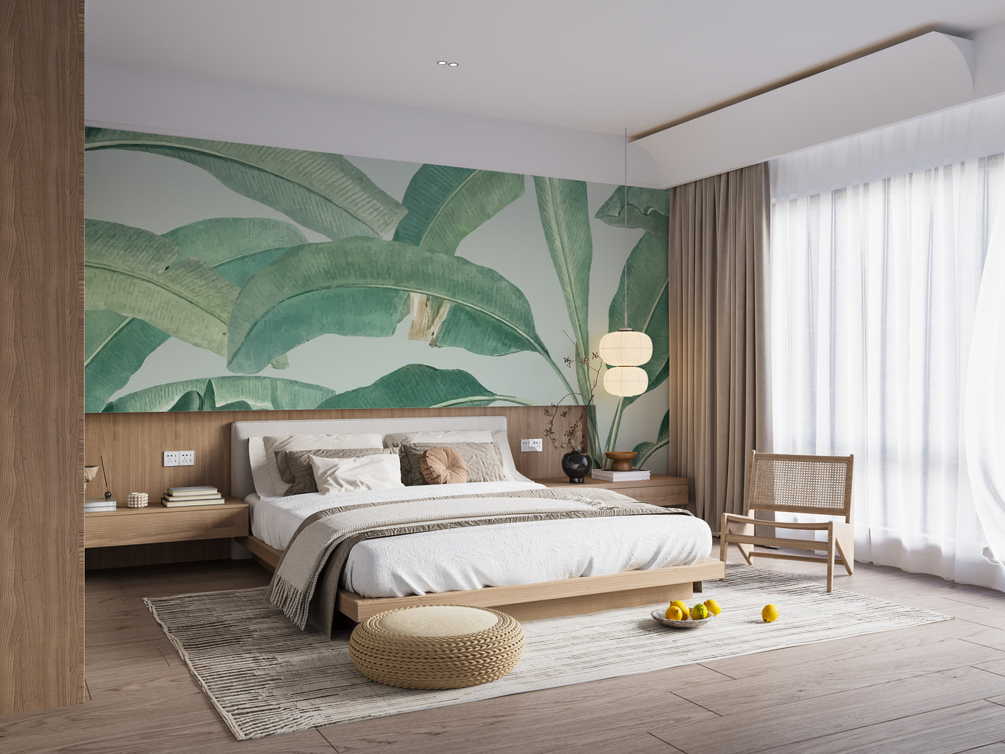 Tropical Banana Leaf Wallpaper Mural - Giffywalls