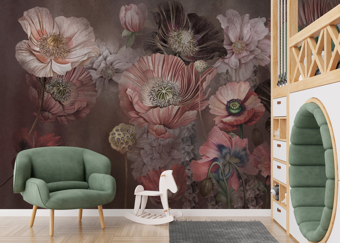 Soft Floral Abstract Mural
