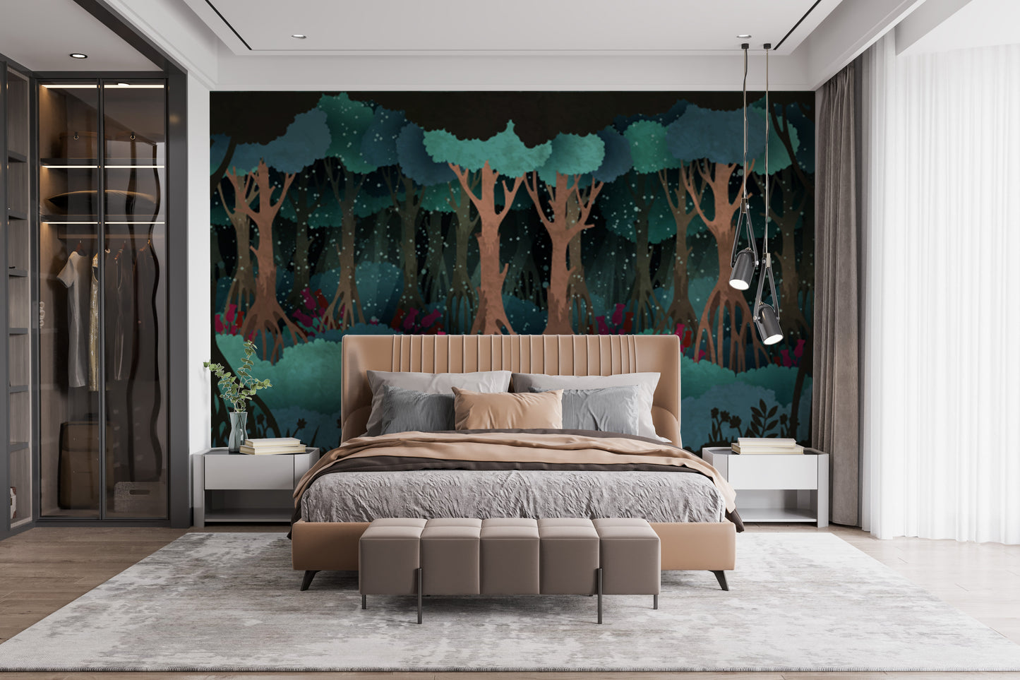 Green Watercolor Fairytale Forest Wallpaper Murals