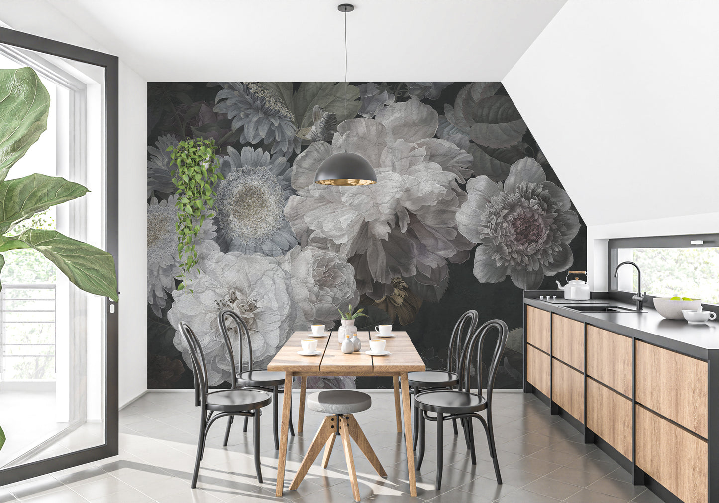 White Color Wild Flowers Wallpaper Murals