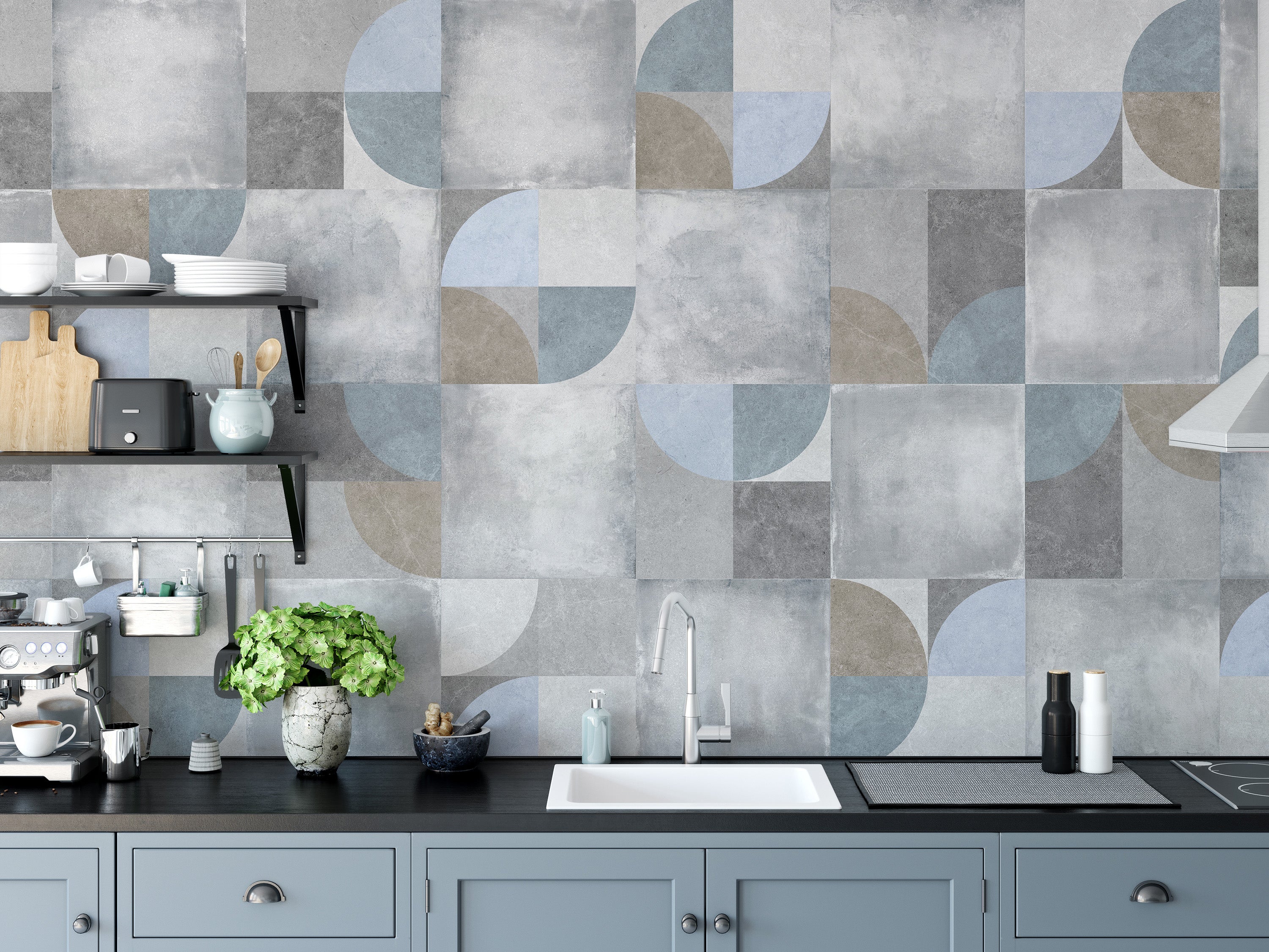 Chic geometric cement wallpaper mural