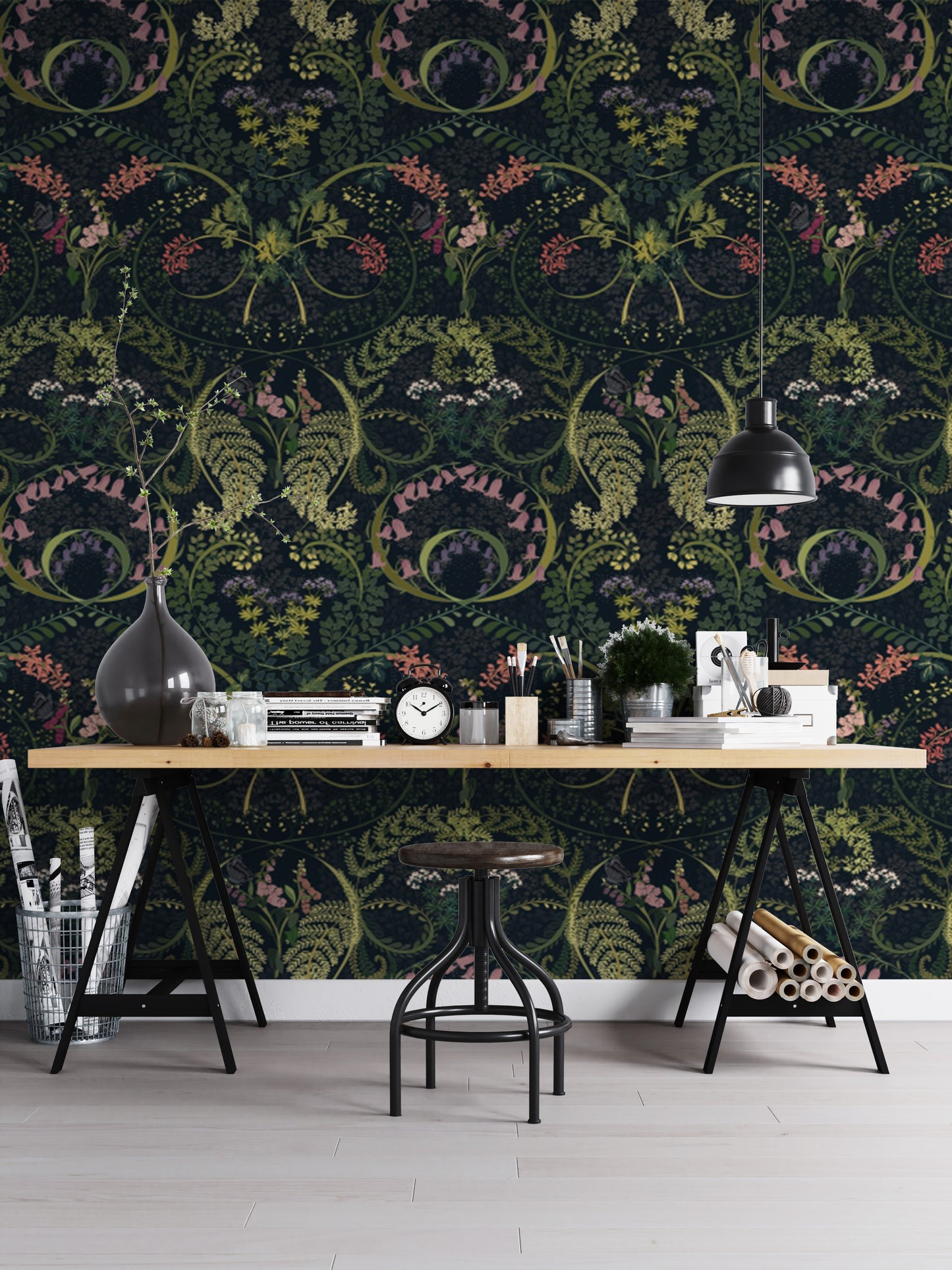 Nature-inspired Fauna Silhouette Garden wallpaper for chic walls.