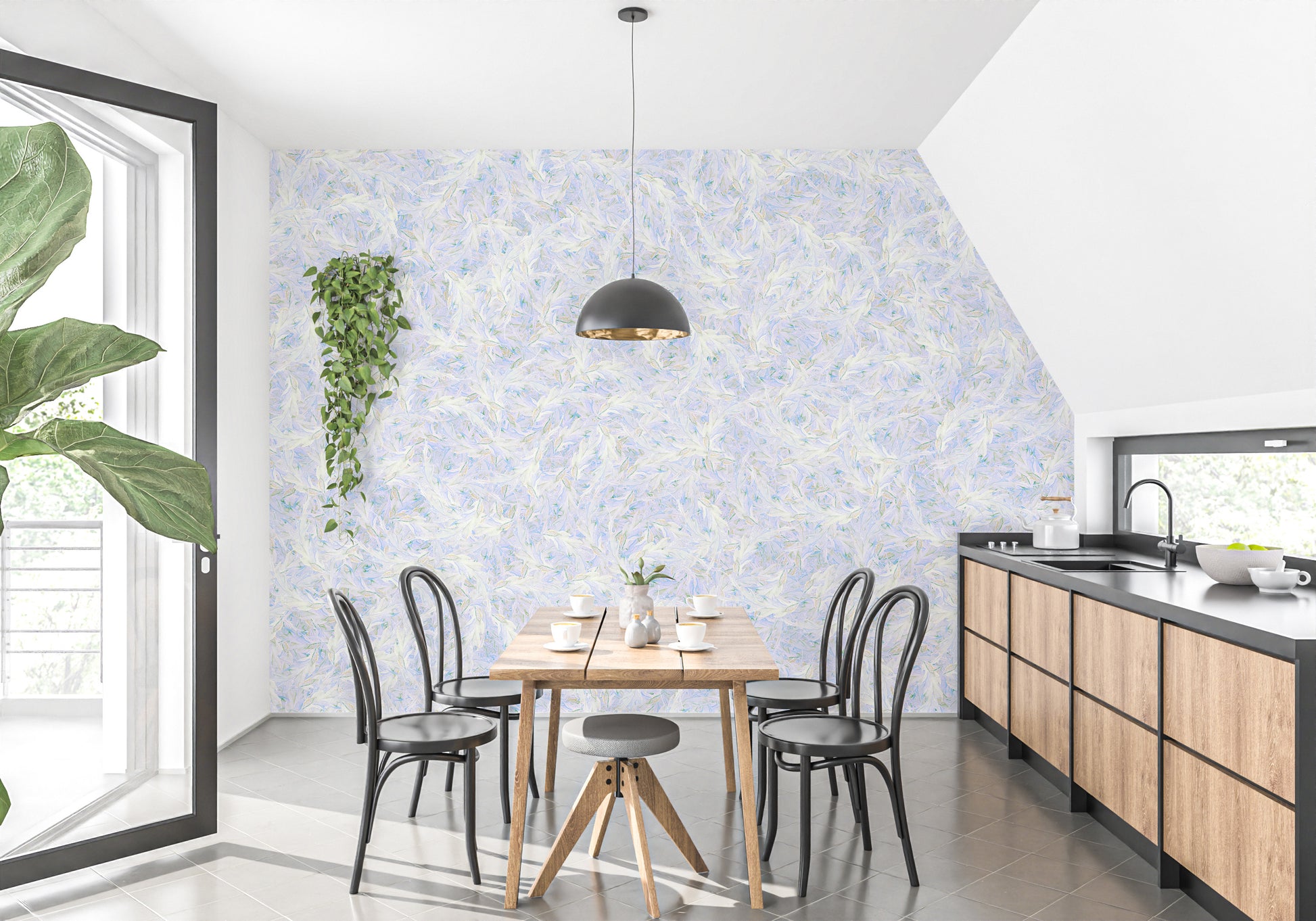 Subtle leaf design wallpaper murals
