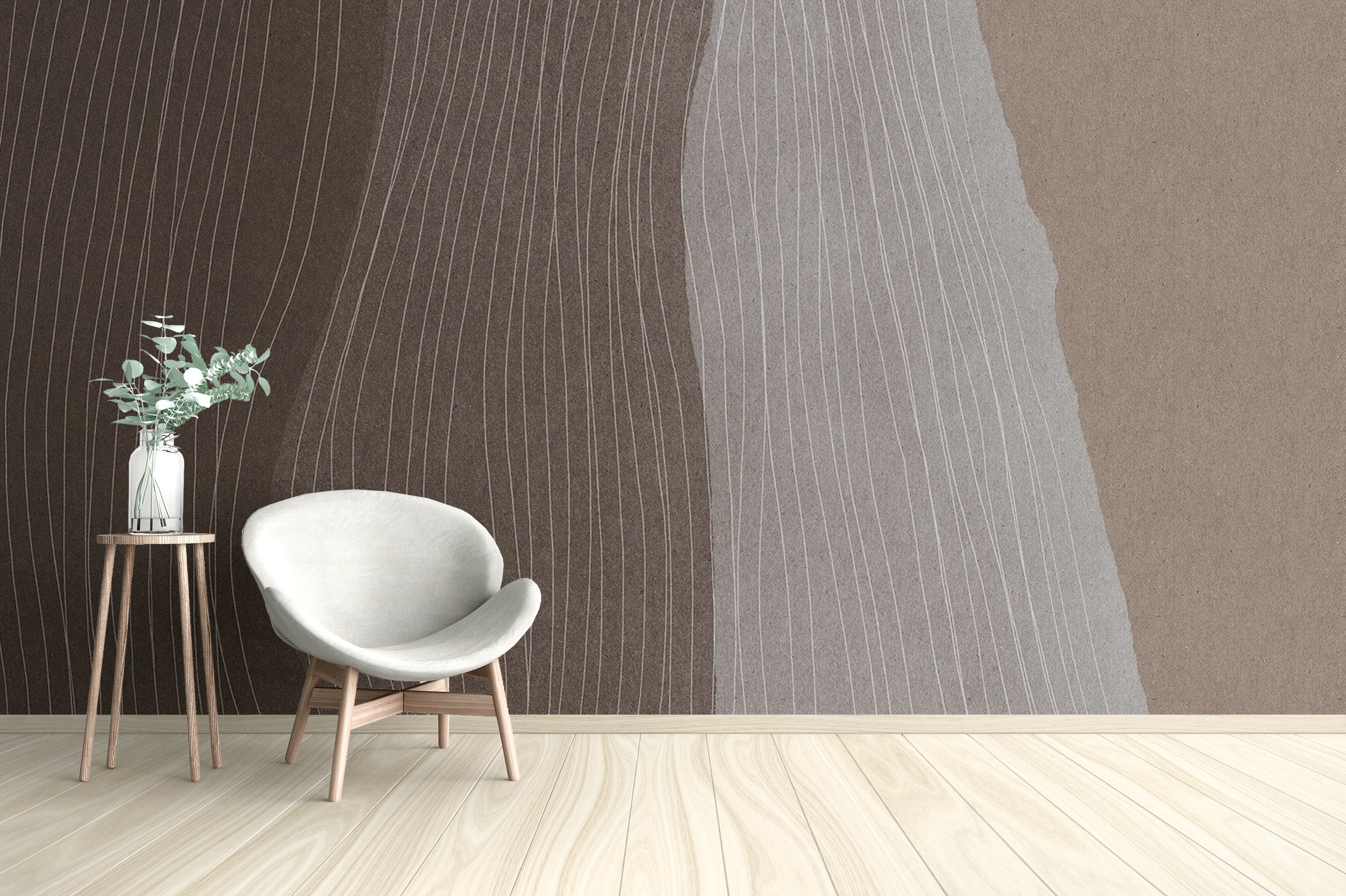 Soft flowing lines in brown shades mural
