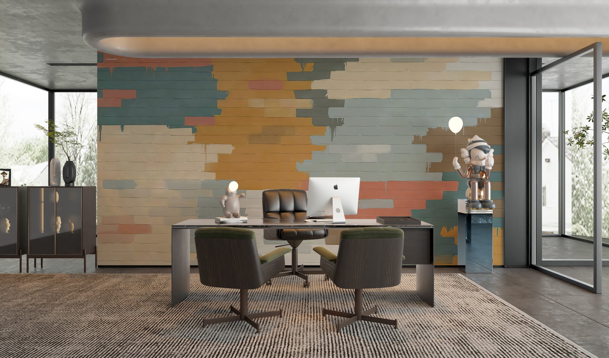 Transform your office with the textured look of Painted Brick Mural.