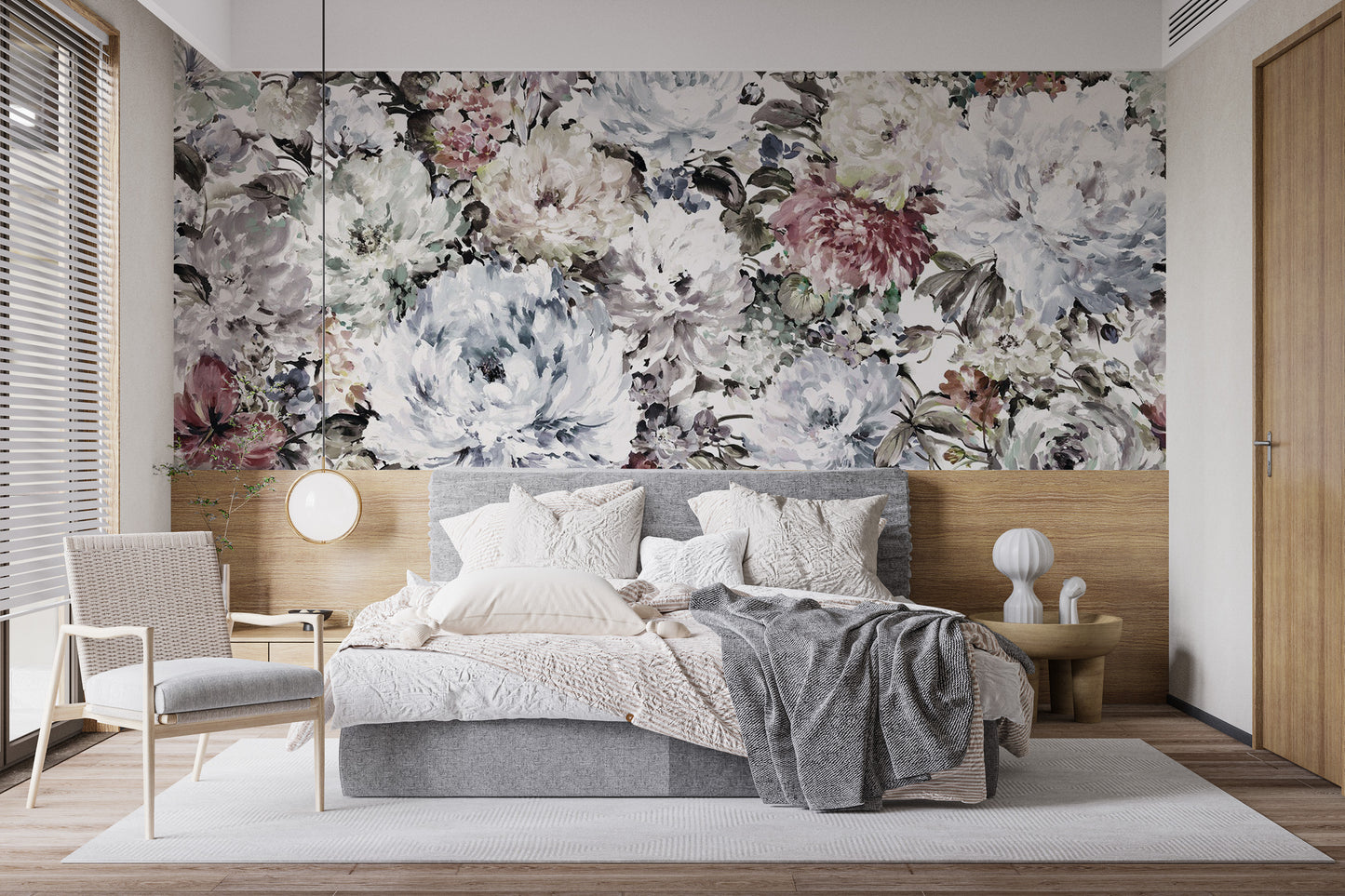 Delicate flowers wall mural for home decor
