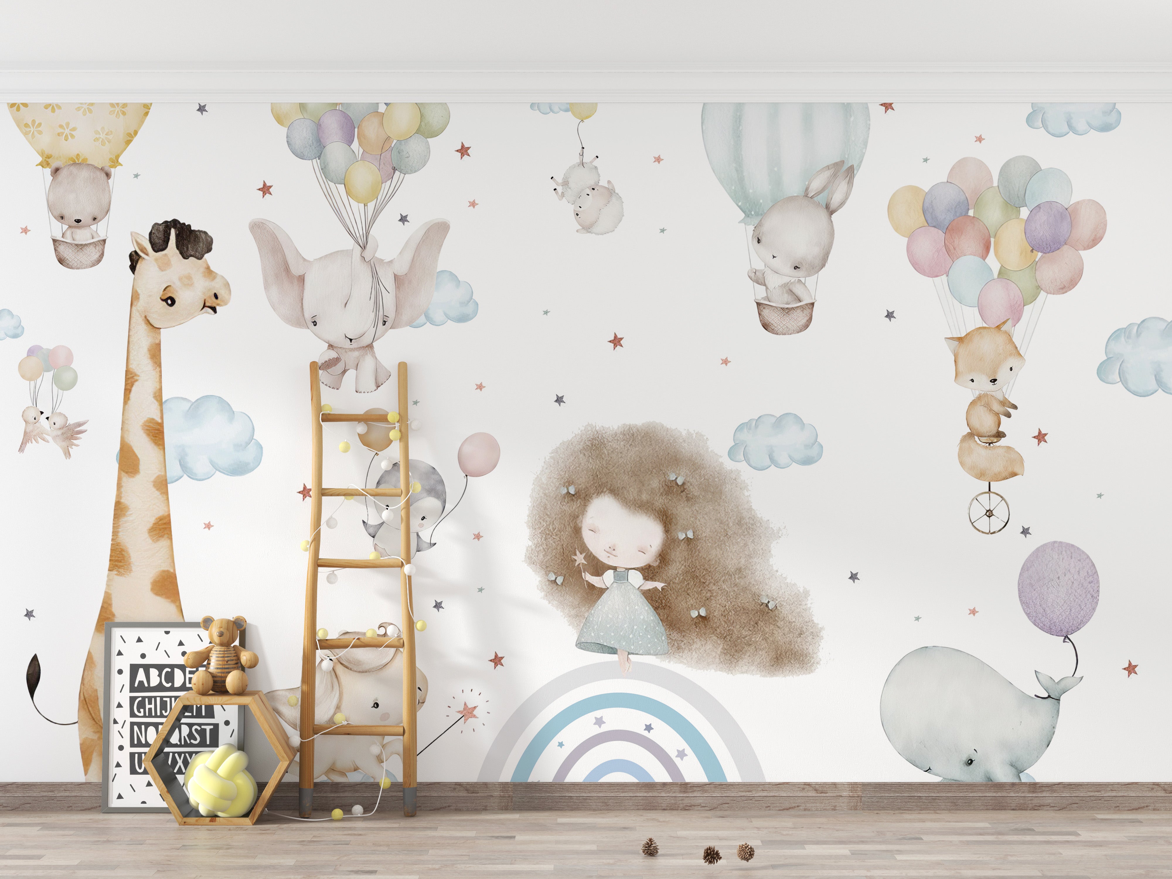 Cloud Nine wallpaper mural for a dreamy and fun playroom.
