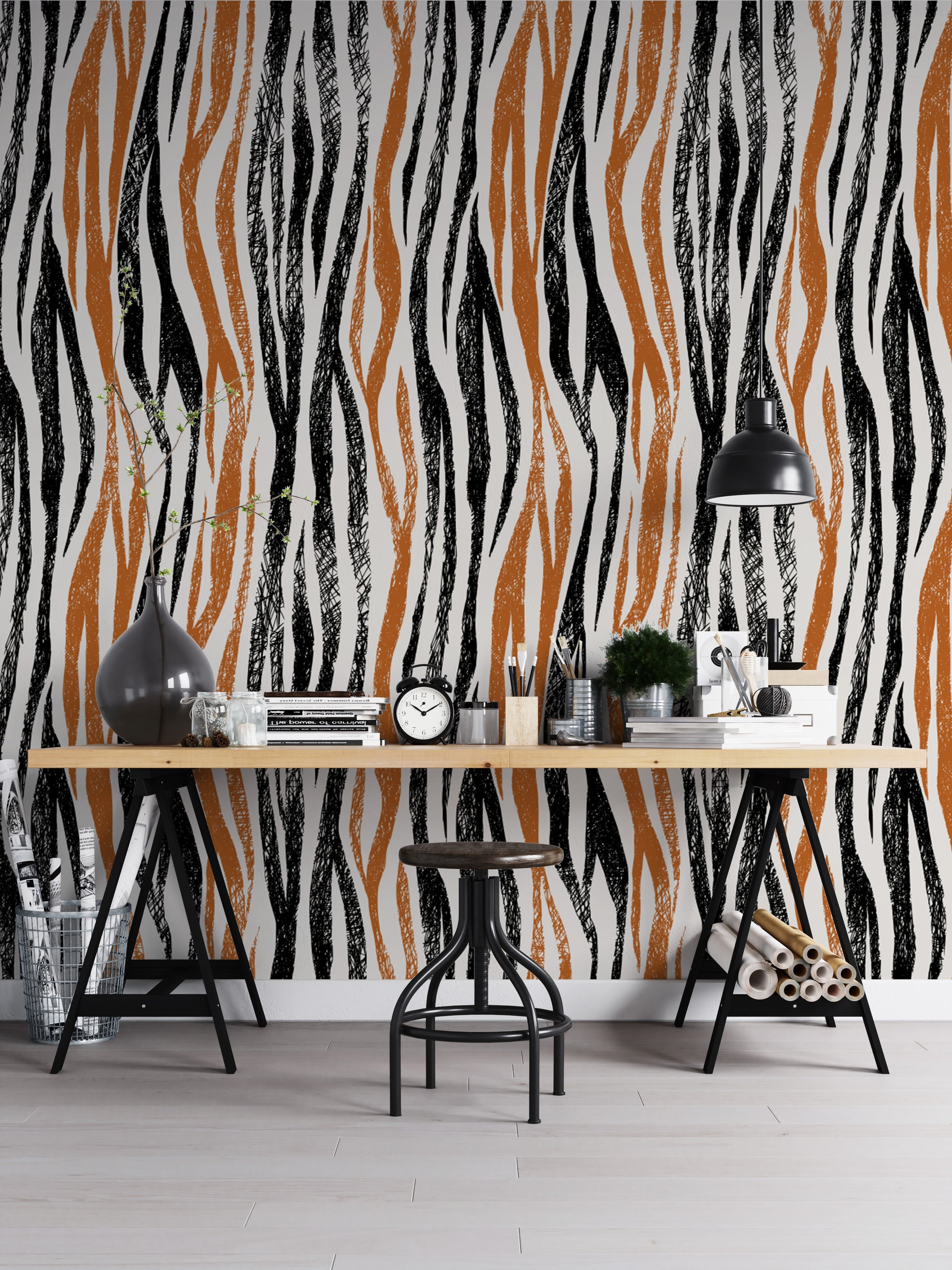 Elegant Striped Wall Design Wallpaper
