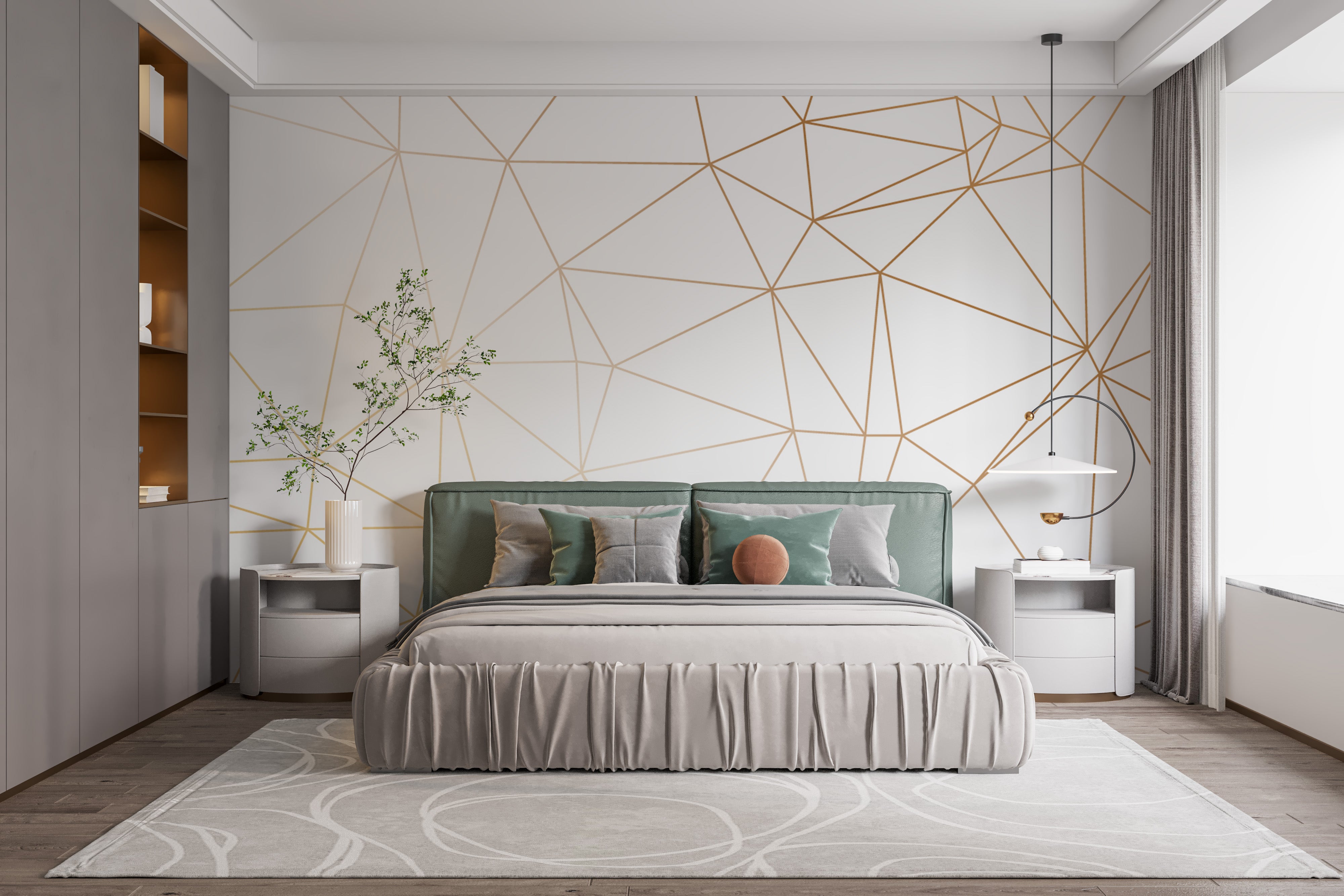 Dynamic gold geometric pattern wallpaper
