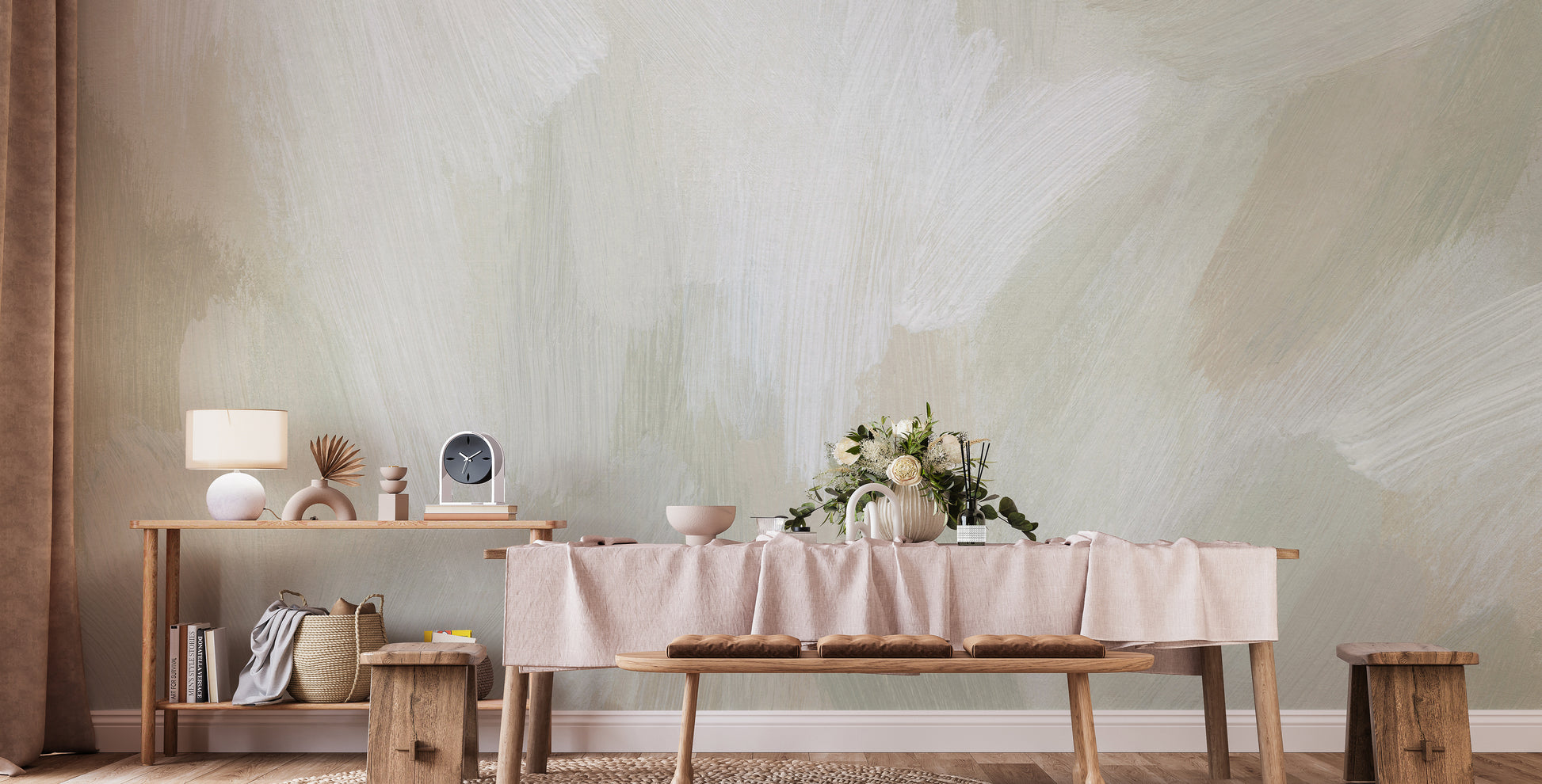 Pastel mural wallpaper with a soft abstract feel
