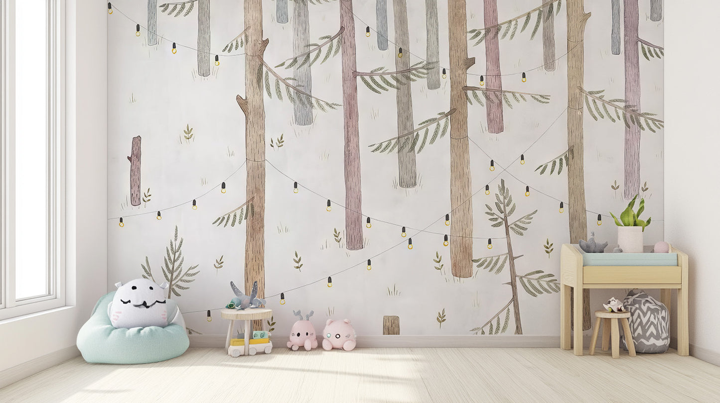 Dreamy kids fairy tale forest wallpaper