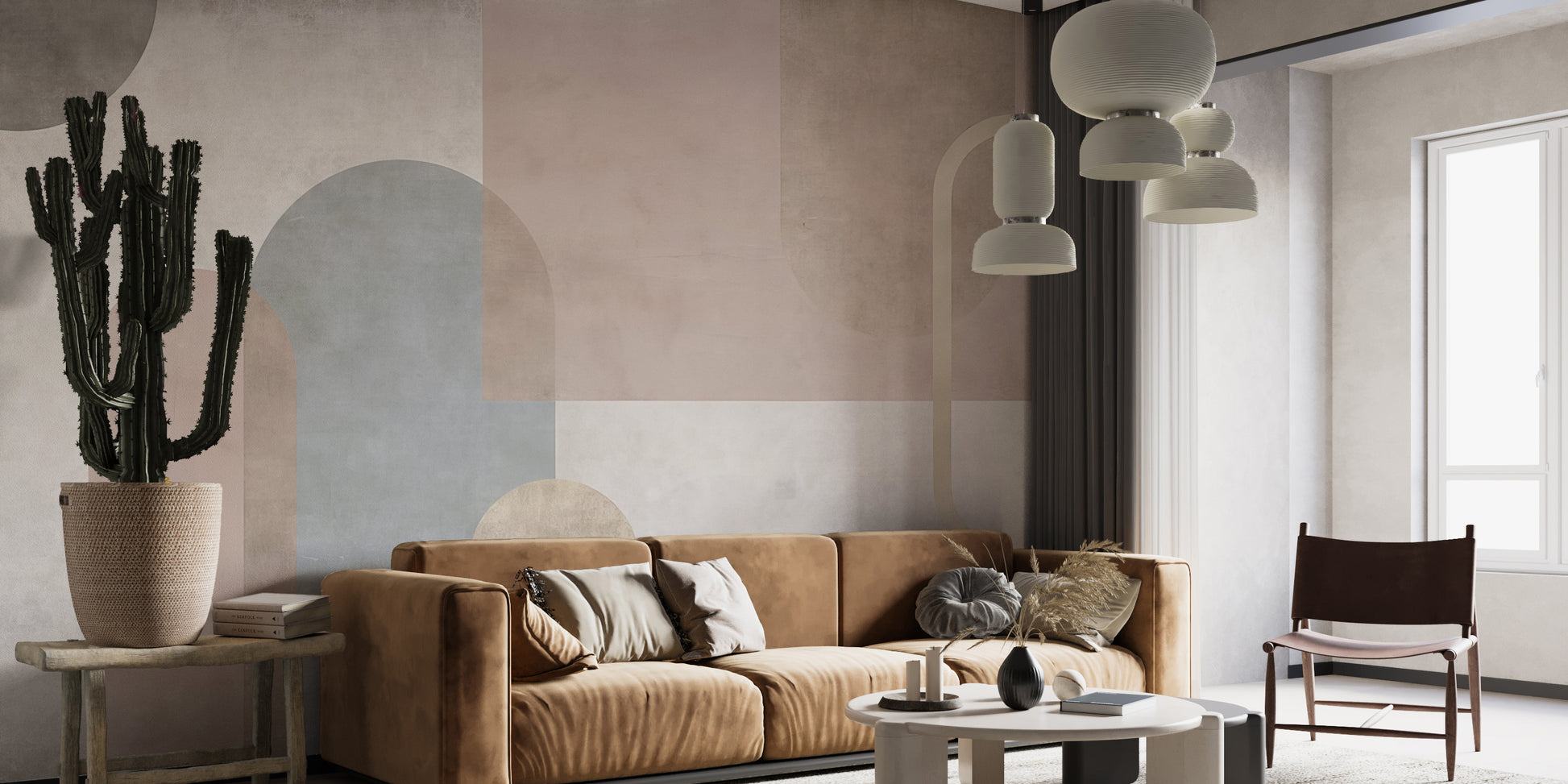 Serene geometry wallpaper mural for living room