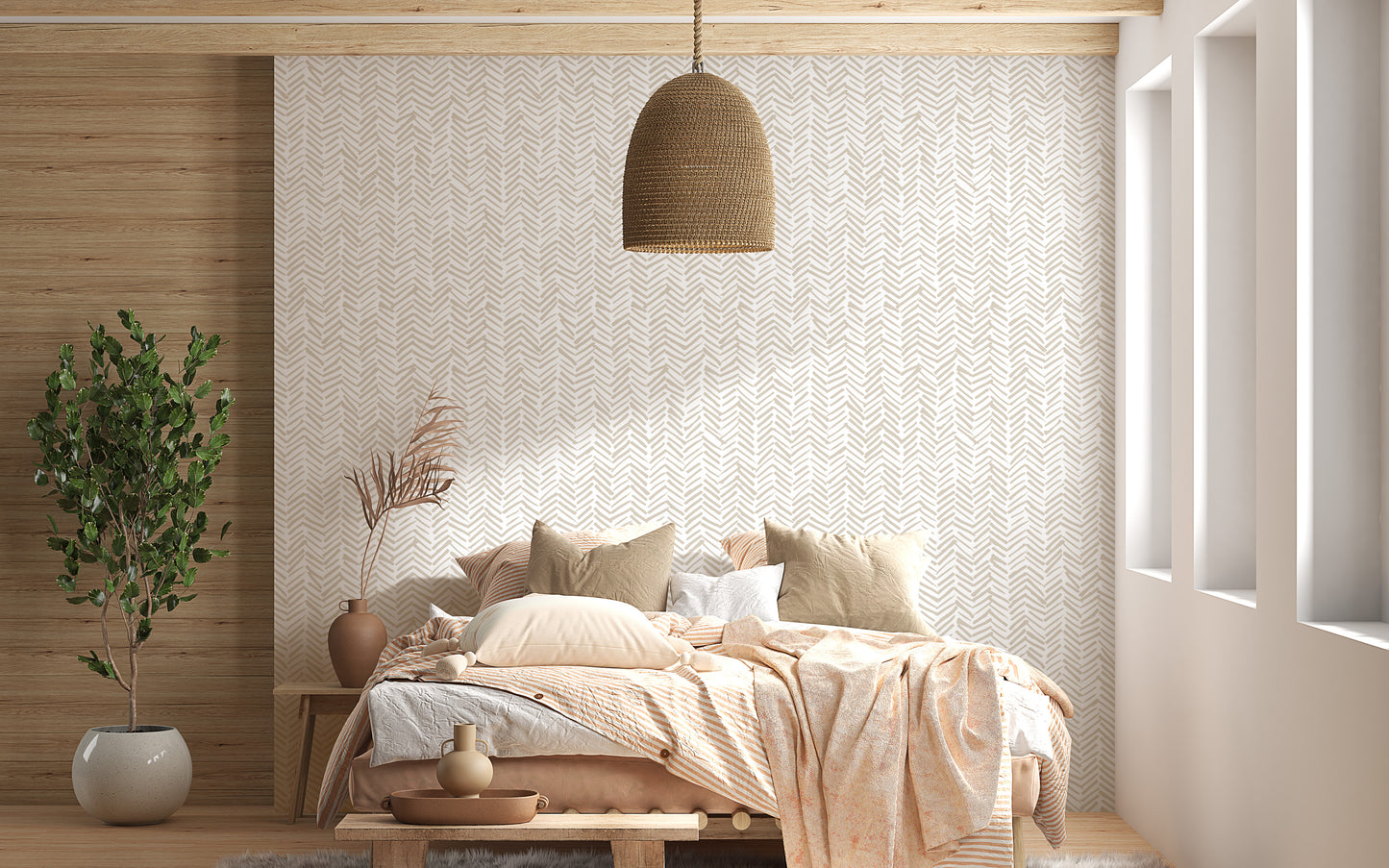 Smeared Herringbone Repeat Pattern Wallpaper