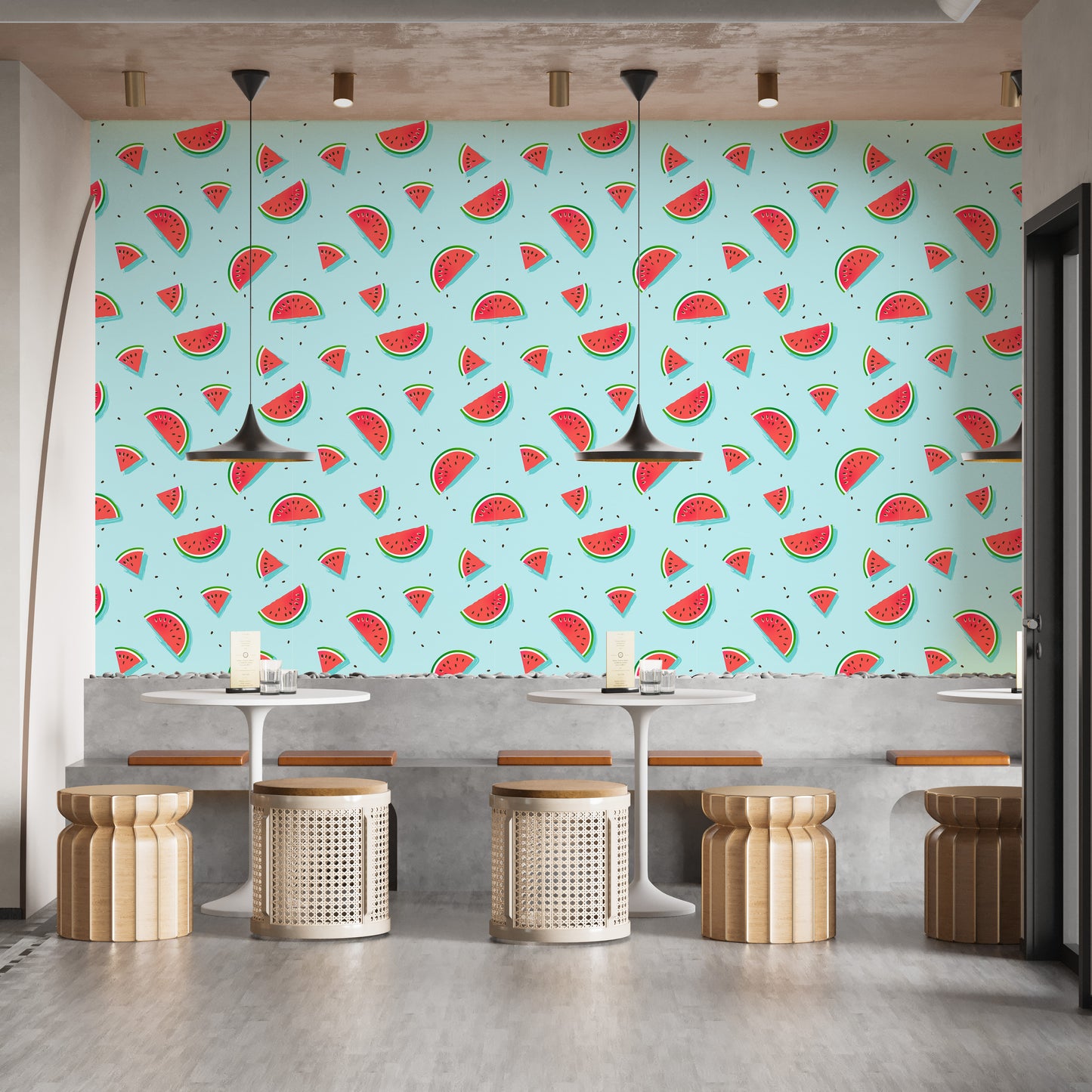 Fun watermelon slice motif wallpaper
