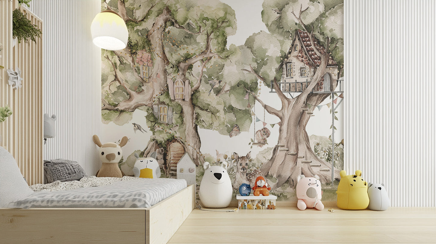 Critter Cottage Wall Mural