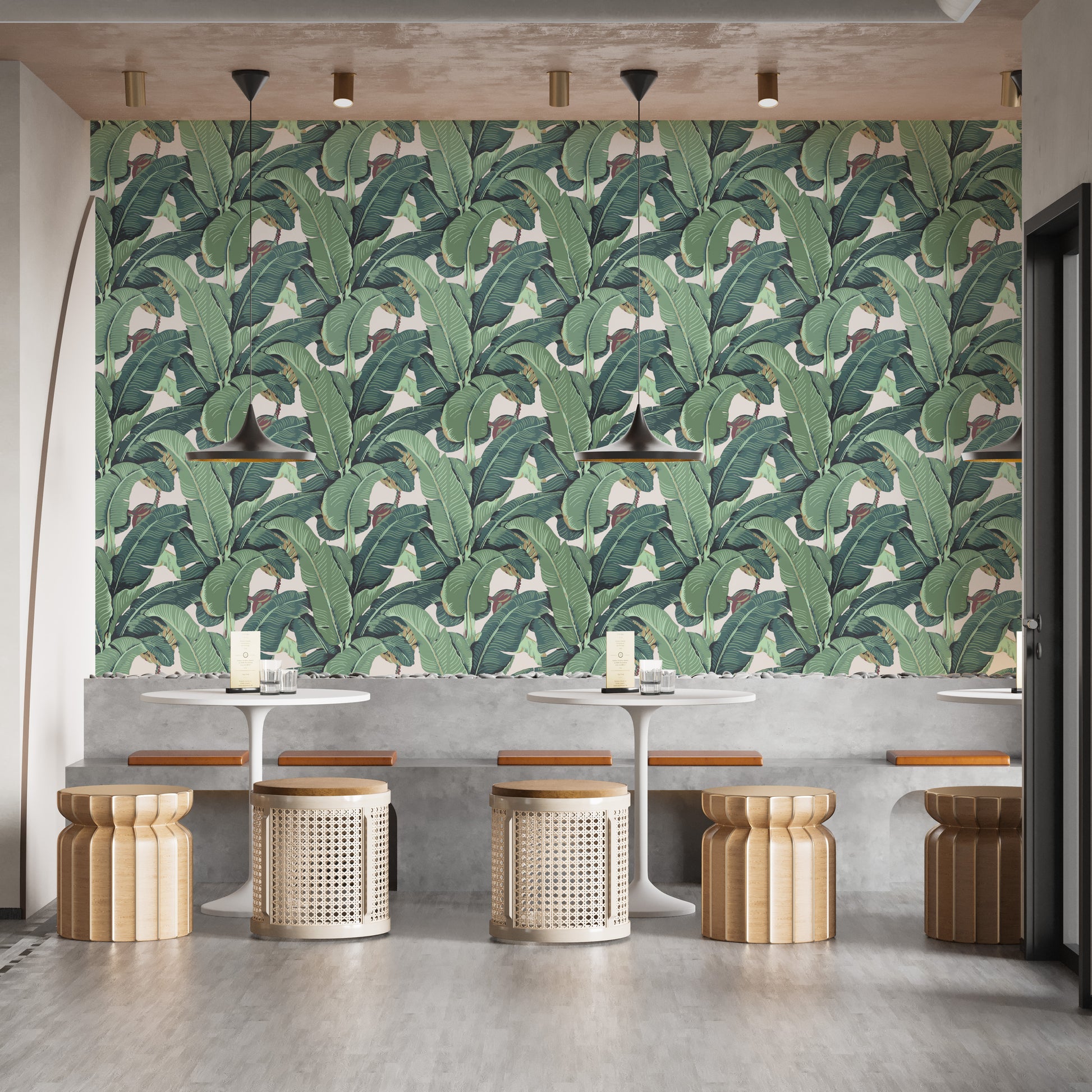 Bold banana leaf tropical wallpaper design
