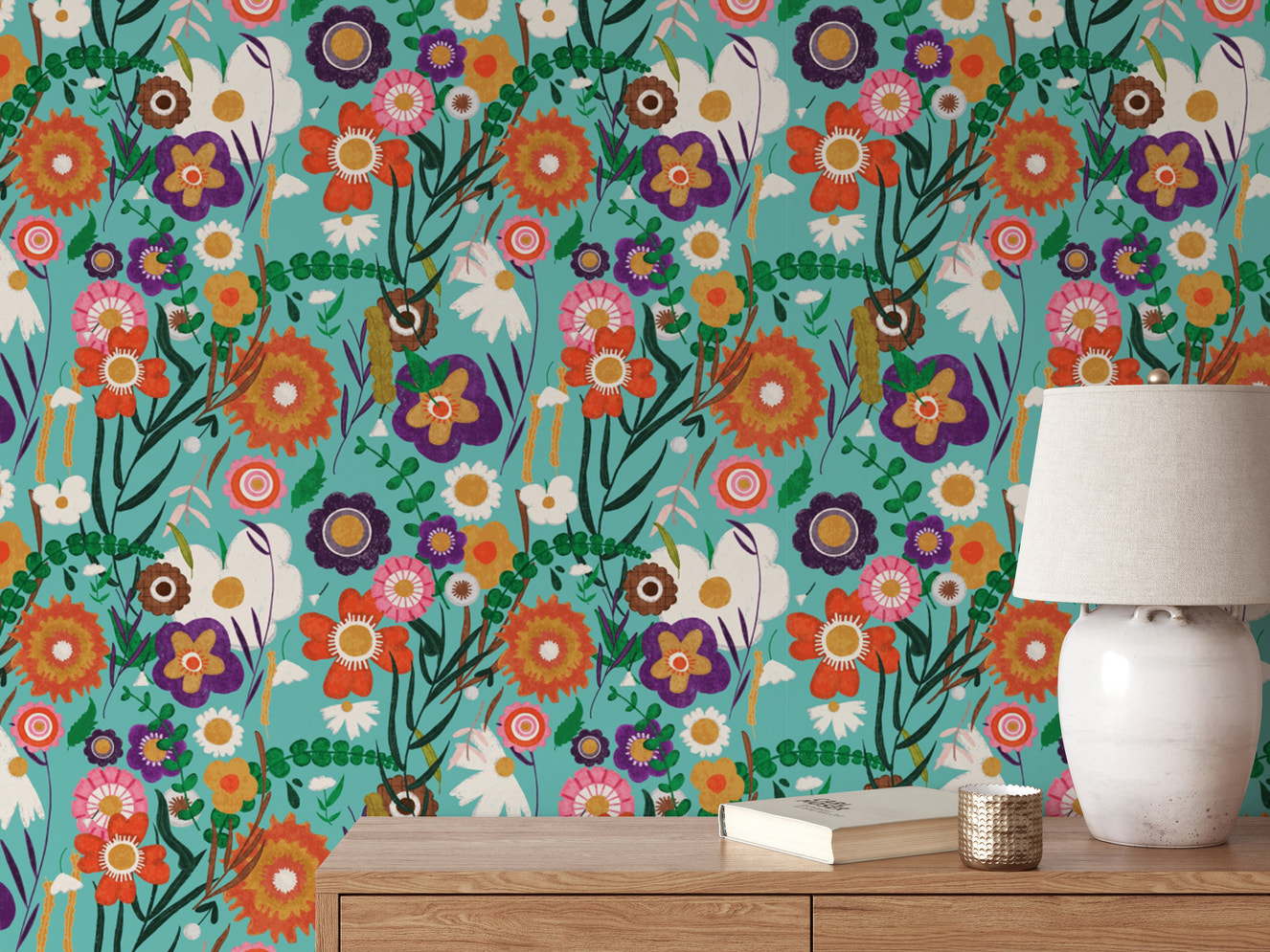 Folk-style murals for a cozy and vibrant home
